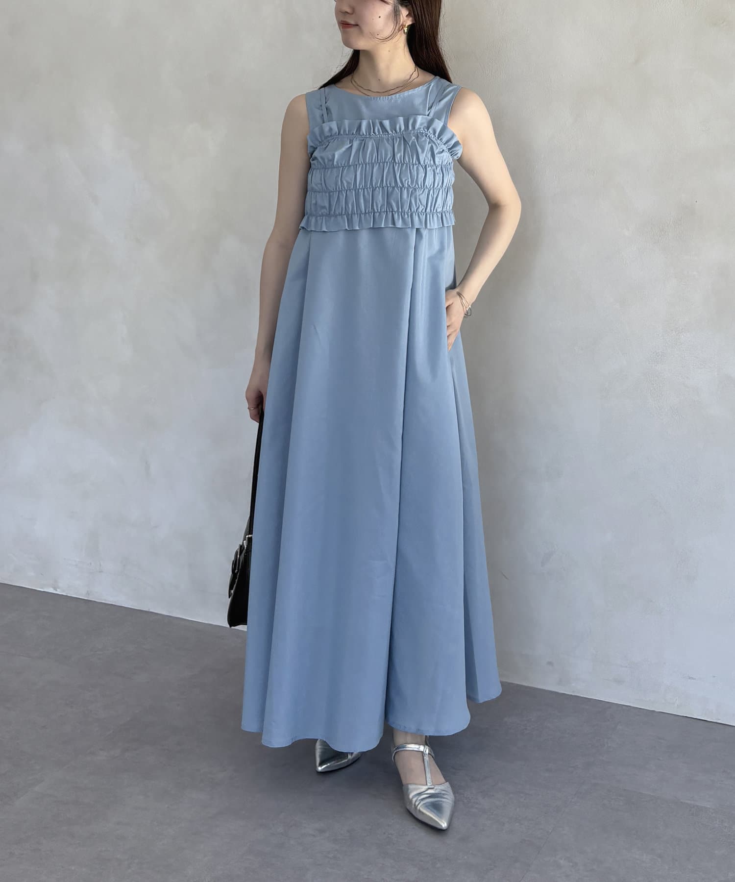Thevon.(ゼヴォン) シャーリングビスチェ×ノースリワンピース
