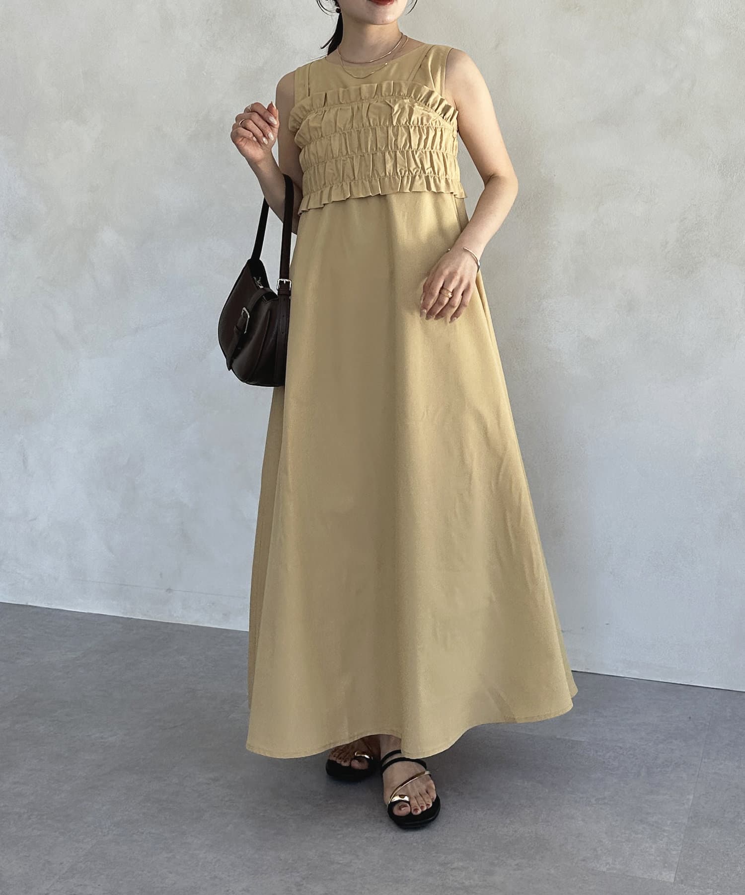 Thevon.(ゼヴォン) シャーリングビスチェ×ノースリワンピース