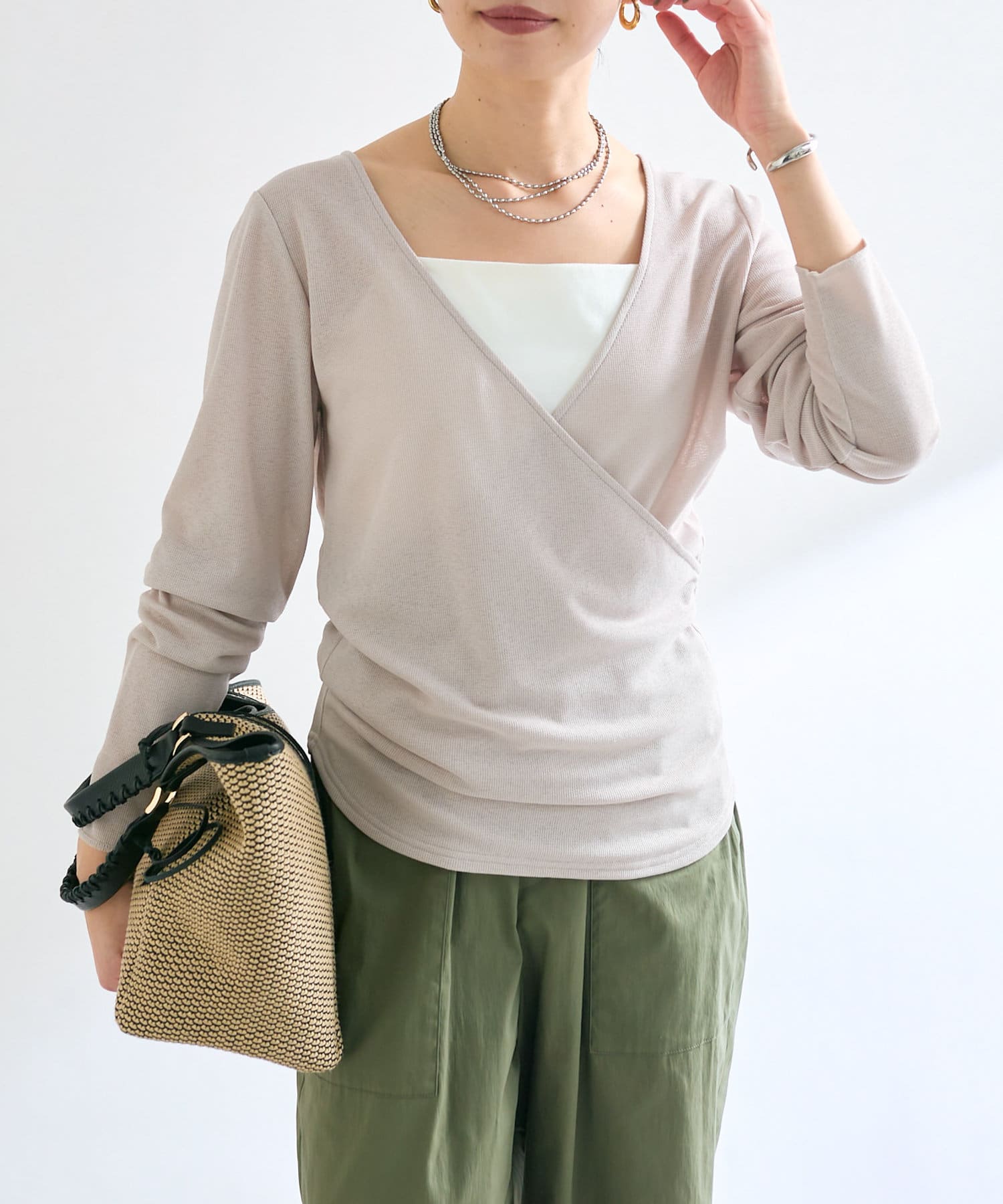 OUTLET(アウトレット) 【RIVE DROITE】2wayカシュクールカットソー