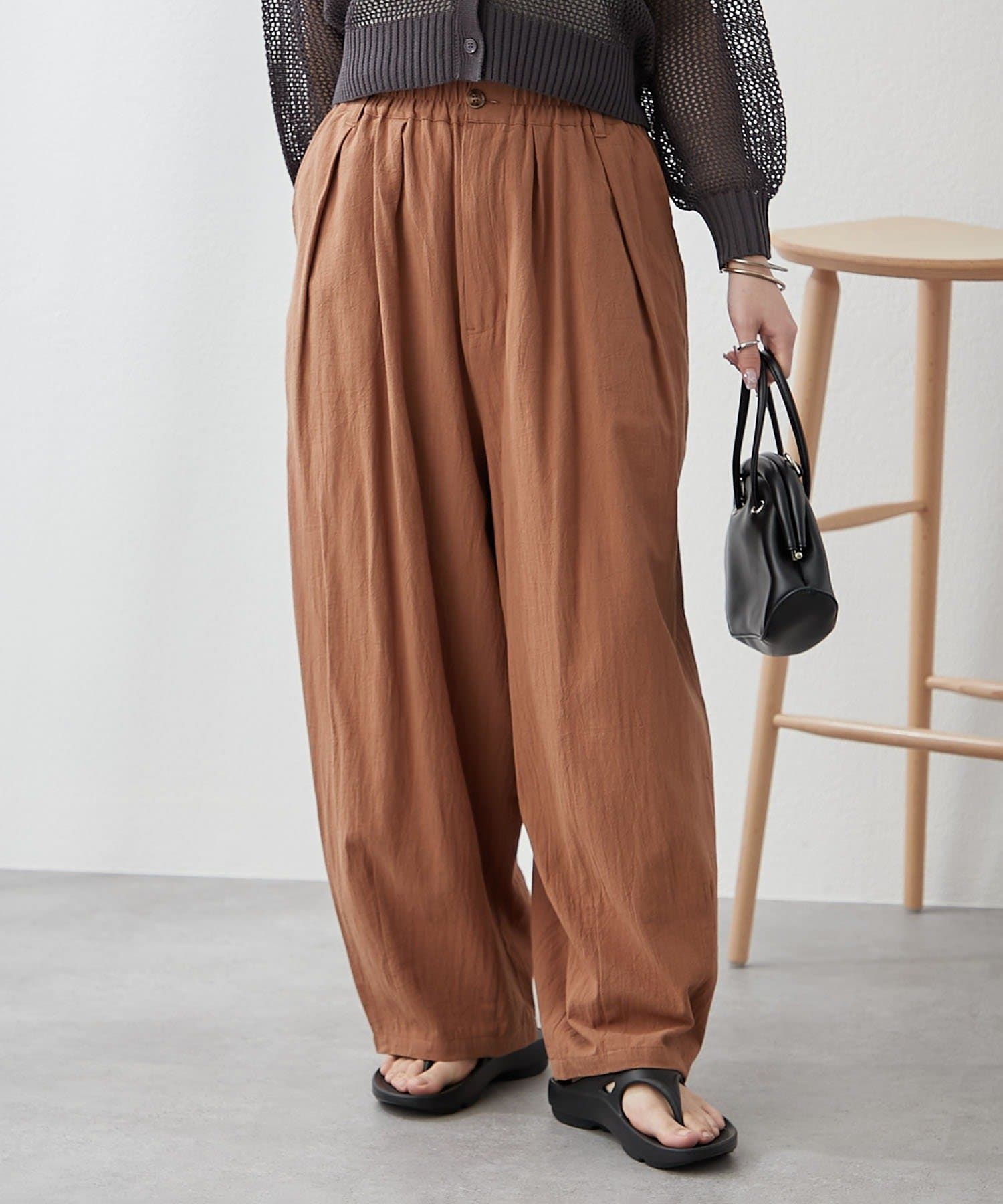 NICE CLAUP / OLIVE des OLIVE OUTLET(ナイスクラップ  / オリーブ デ オリーブ アウトレット) 【continuer】麻調カーブパンツ