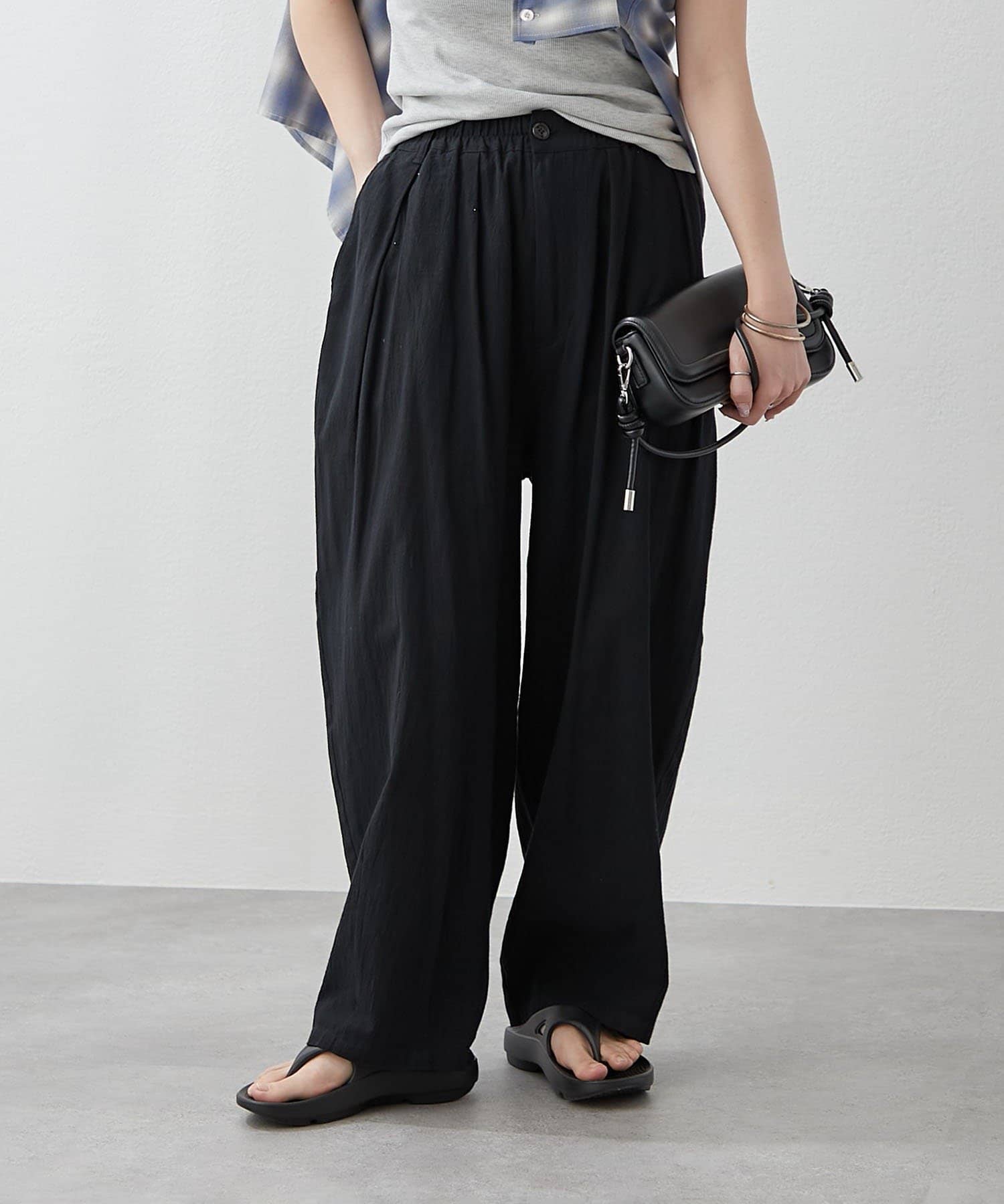 NICE CLAUP / OLIVE des OLIVE OUTLET(ナイスクラップ  / オリーブ デ オリーブ アウトレット) 【continuer】麻調カーブパンツ