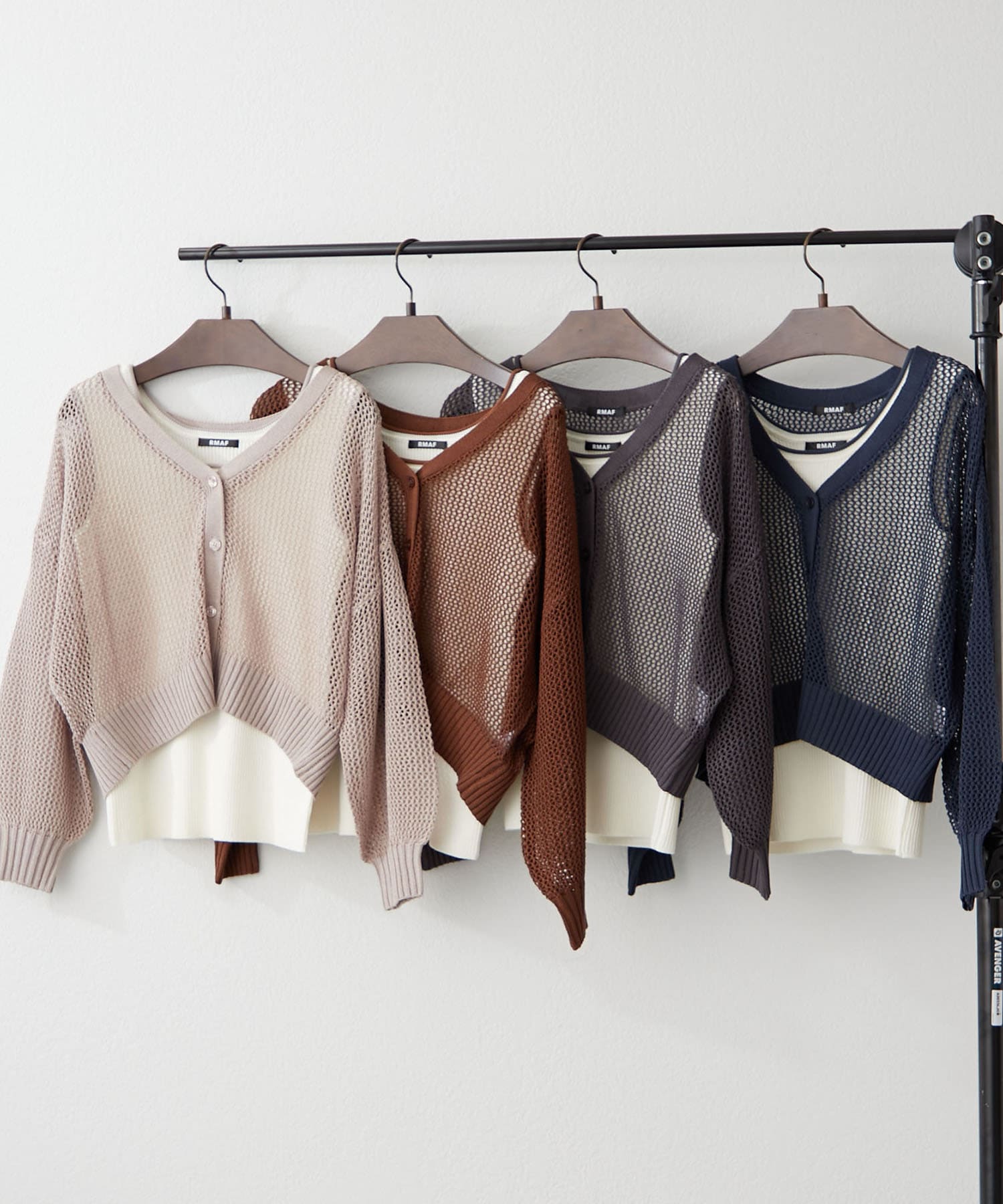 NICE CLAUP / OLIVE des OLIVE OUTLET(ナイスクラップ  / オリーブ デ オリーブ アウトレット) 2枚セット【RMAF】メッシュカーデ+配色リブタンク