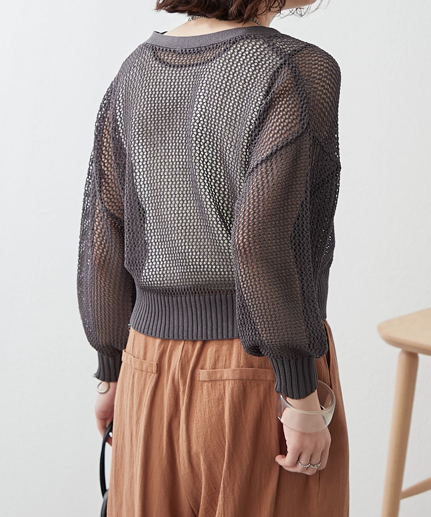 NICE CLAUP / OLIVE des OLIVE OUTLET(ナイスクラップ  / オリーブ デ オリーブ アウトレット) 2枚セット【RMAF】メッシュカーデ+配色リブタンク