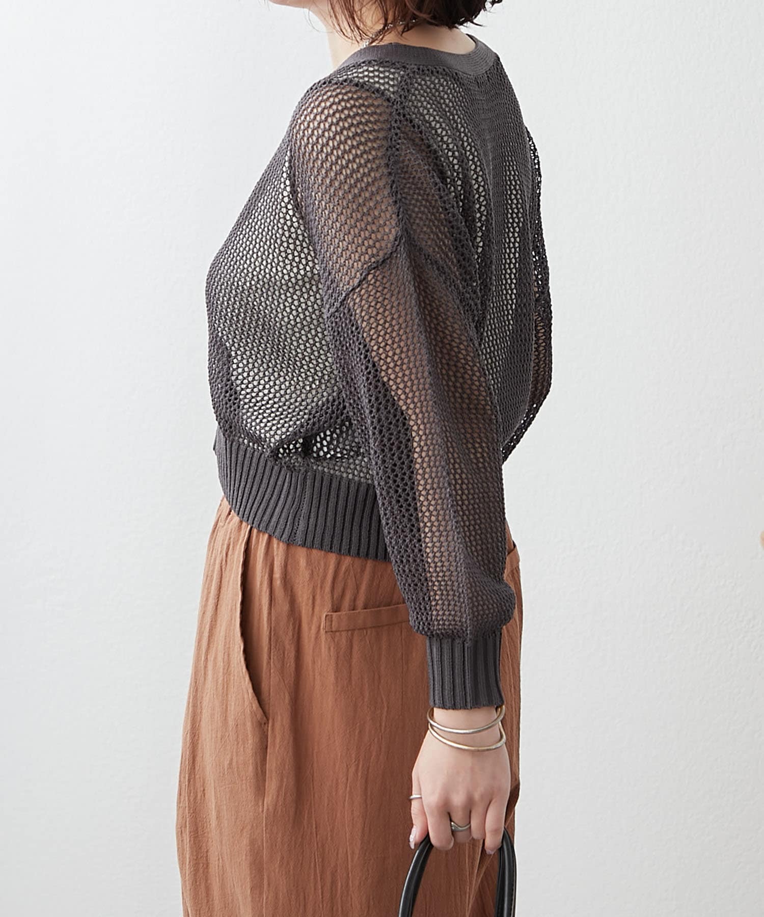 NICE CLAUP / OLIVE des OLIVE OUTLET(ナイスクラップ  / オリーブ デ オリーブ アウトレット) 2枚セット【RMAF】メッシュカーデ+配色リブタンク