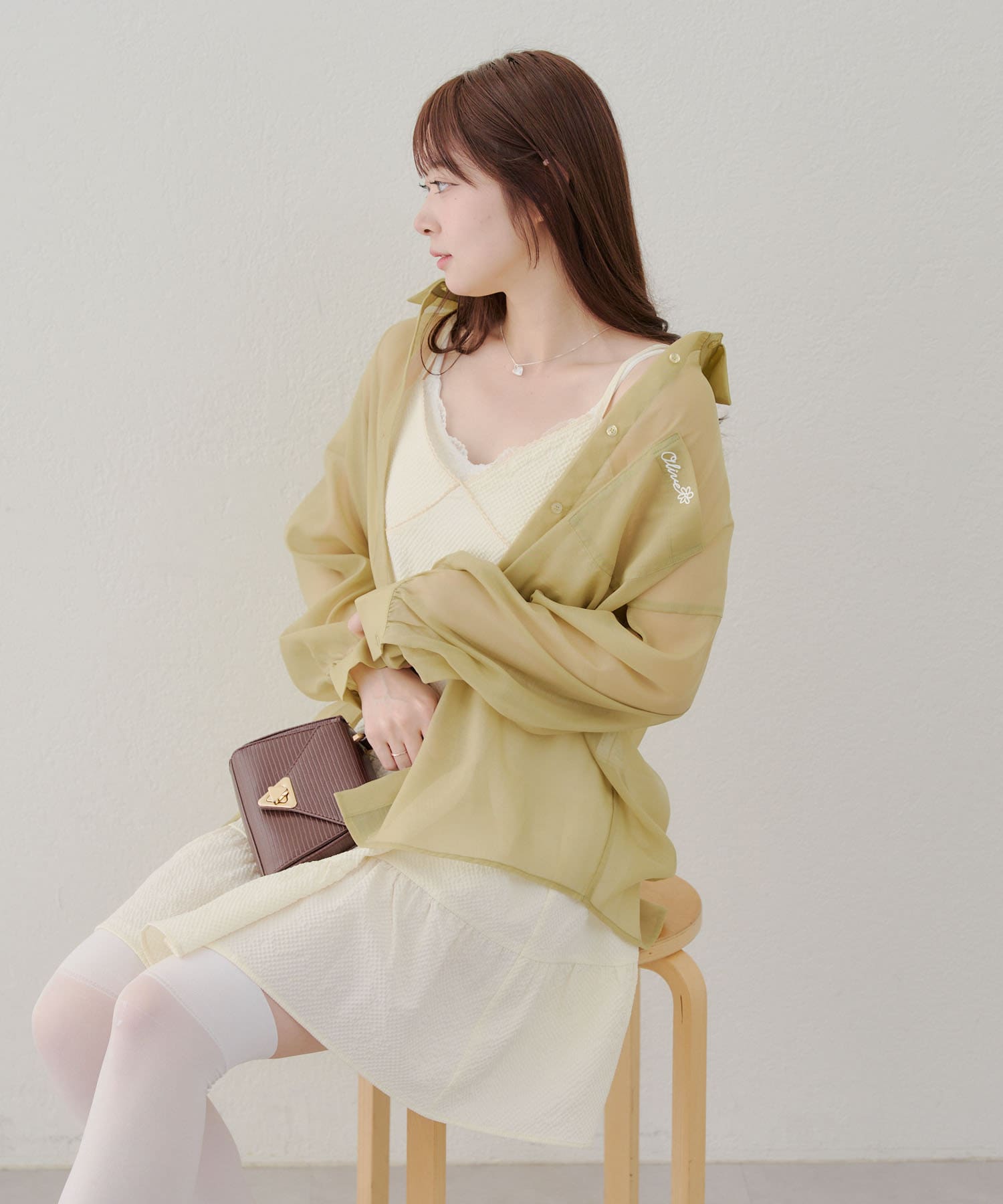 2025SS【ANOTHER BRANCH OLIVE des OLIVE】■Design・Oliveのロゴが可愛いシアーシャツ。・春夏にぴったりなシアー素材で透け感を楽しんで。・無地と柄の2タイプご