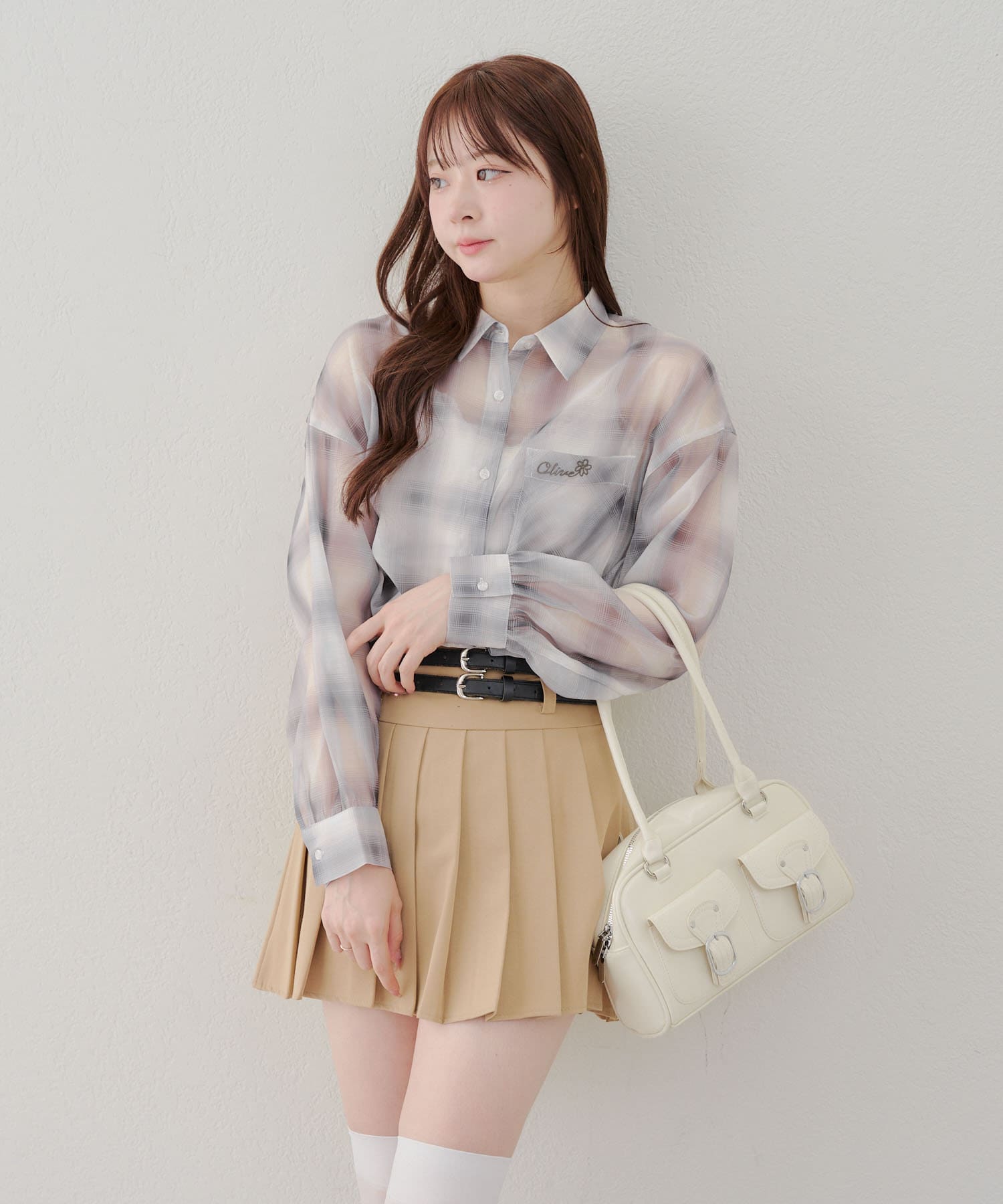 2025SS【ANOTHER BRANCH OLIVE des OLIVE】■Design・Oliveのロゴが可愛いシアーシャツ。・春夏にぴったりなシアー素材で透け感を楽しんで。・無地と柄の2タイプご