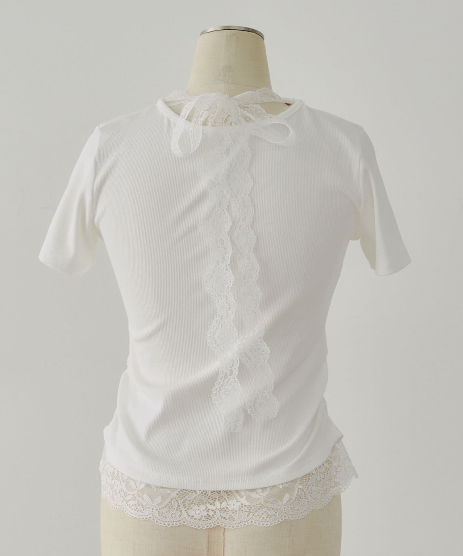 NICE CLAUP / OLIVE des OLIVE OUTLET(ナイスクラップ  / オリーブ デ オリーブ アウトレット) 【RMAF】レース付テレコTシャツ