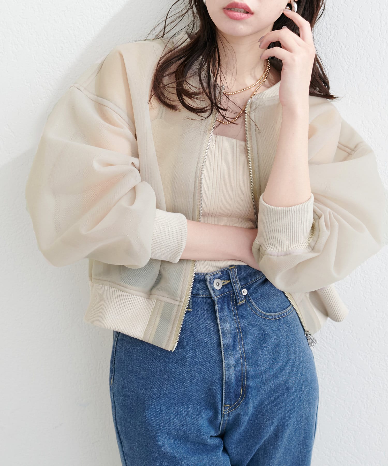 natural couture】メッシュダンボールWZIPブルゾン | NICE CLAUP