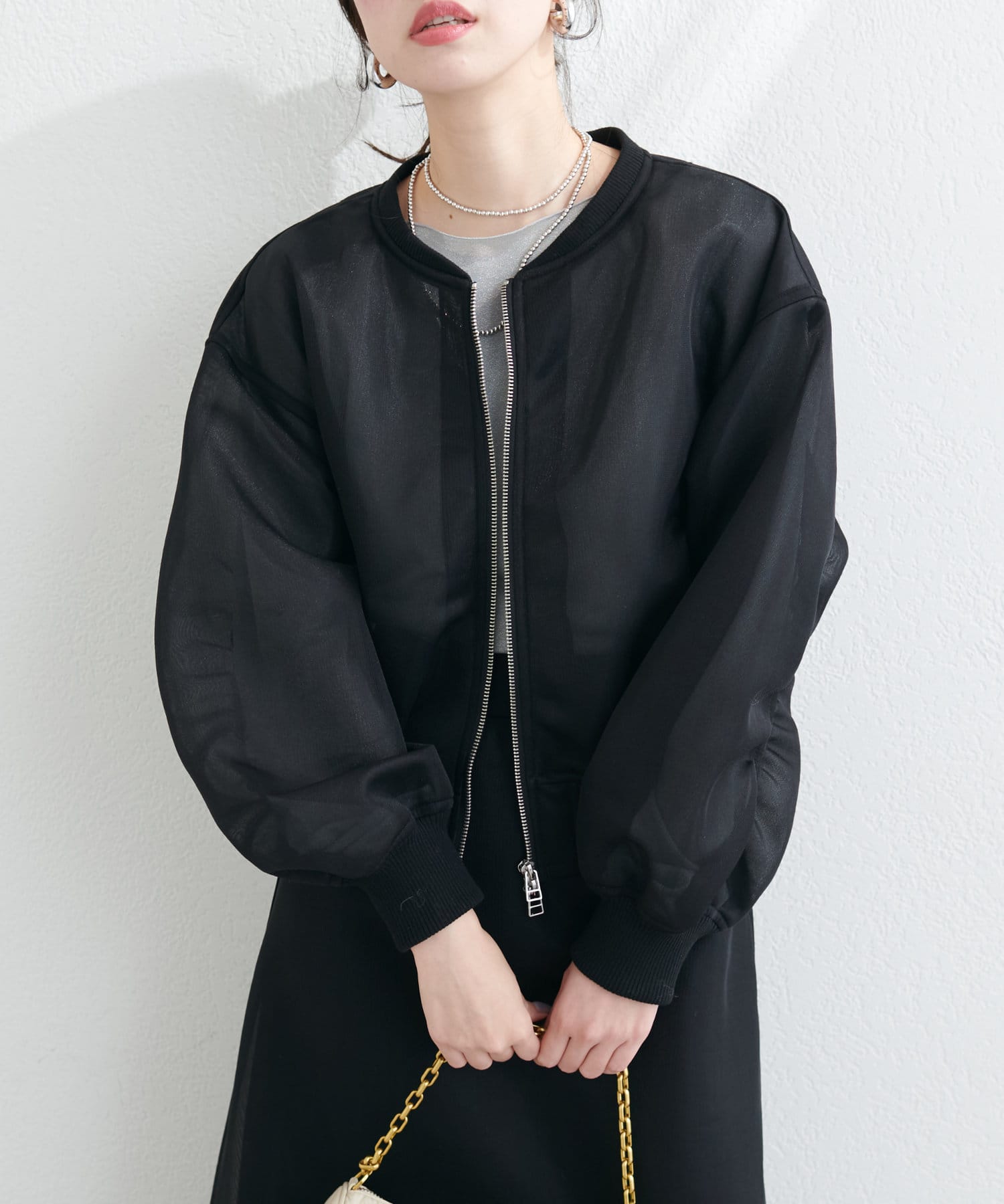 NICE CLAUP / OLIVE des OLIVE OUTLET(ナイスクラップ  / オリーブ デ オリーブ アウトレット) 【natural couture】メッシュダンボールWZIPブルゾン