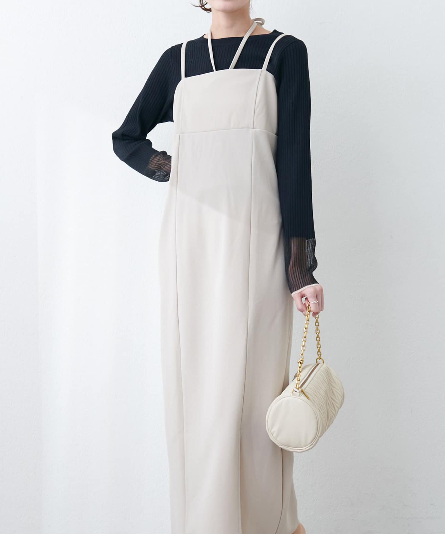 NICE CLAUP / OLIVE des OLIVE OUTLET(ナイスクラップ  / オリーブ デ オリーブ アウトレット) 【natural coutureカットジョーゼットペンシルキャミソールワンピース