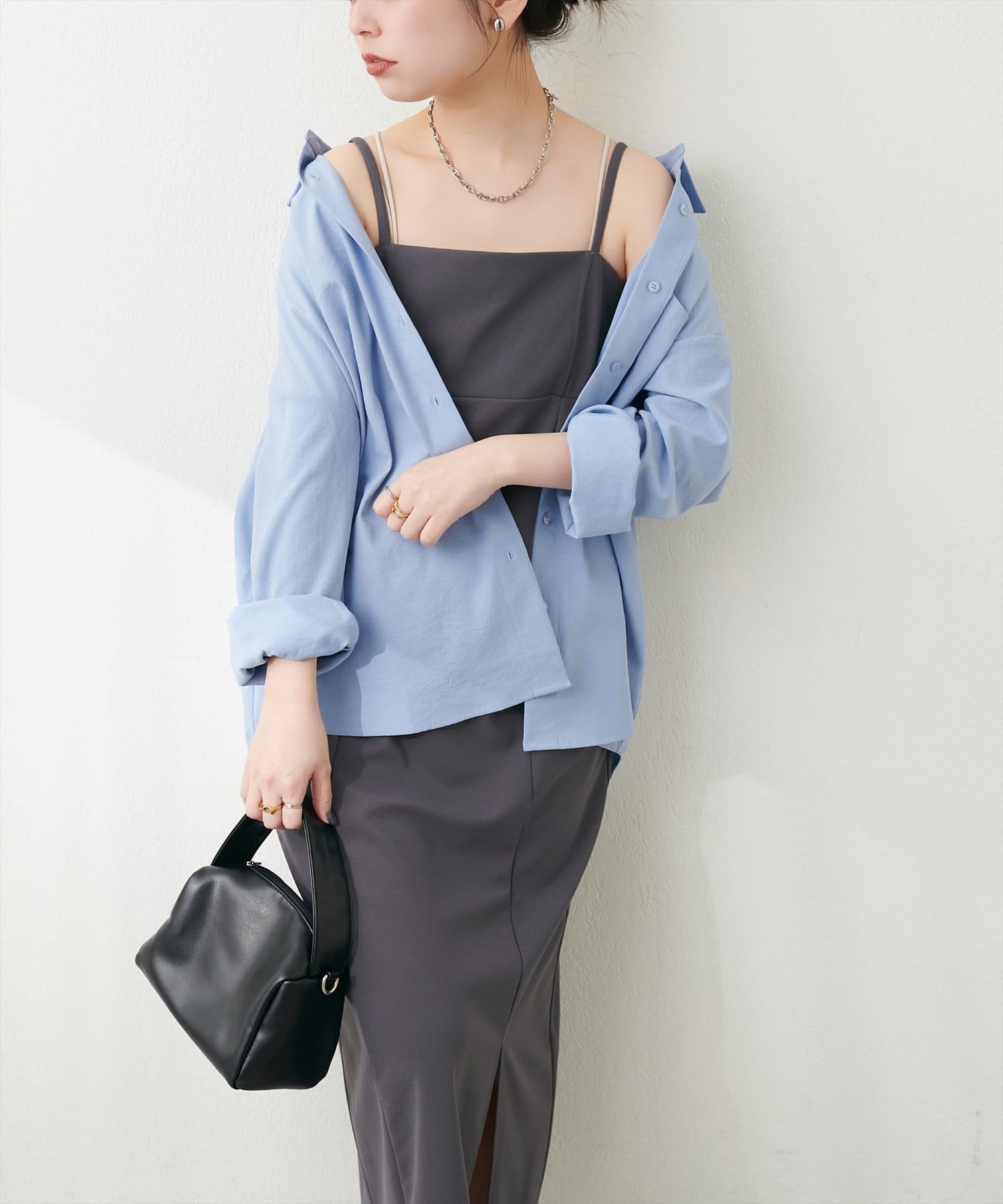 NICE CLAUP / OLIVE des OLIVE OUTLET(ナイスクラップ  / オリーブ デ オリーブ アウトレット) 【natural coutureカットジョーゼットペンシルキャミソールワンピース