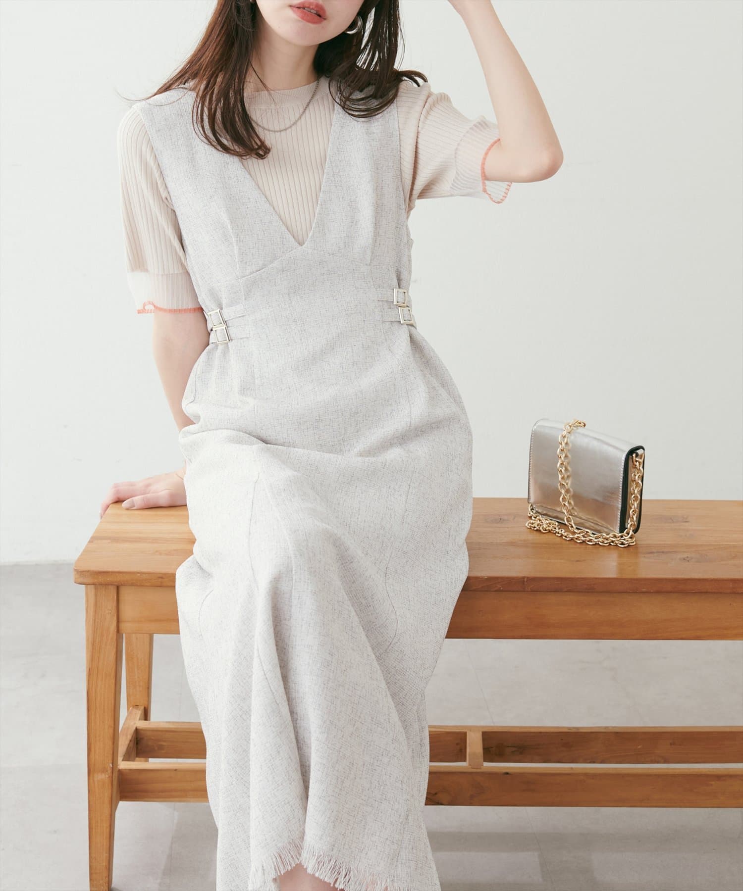 NICE CLAUP / OLIVE des OLIVE OUTLET(ナイスクラップ  / オリーブ デ オリーブ アウトレット) 【natural couture】サイドベルトデザインジャンスカ