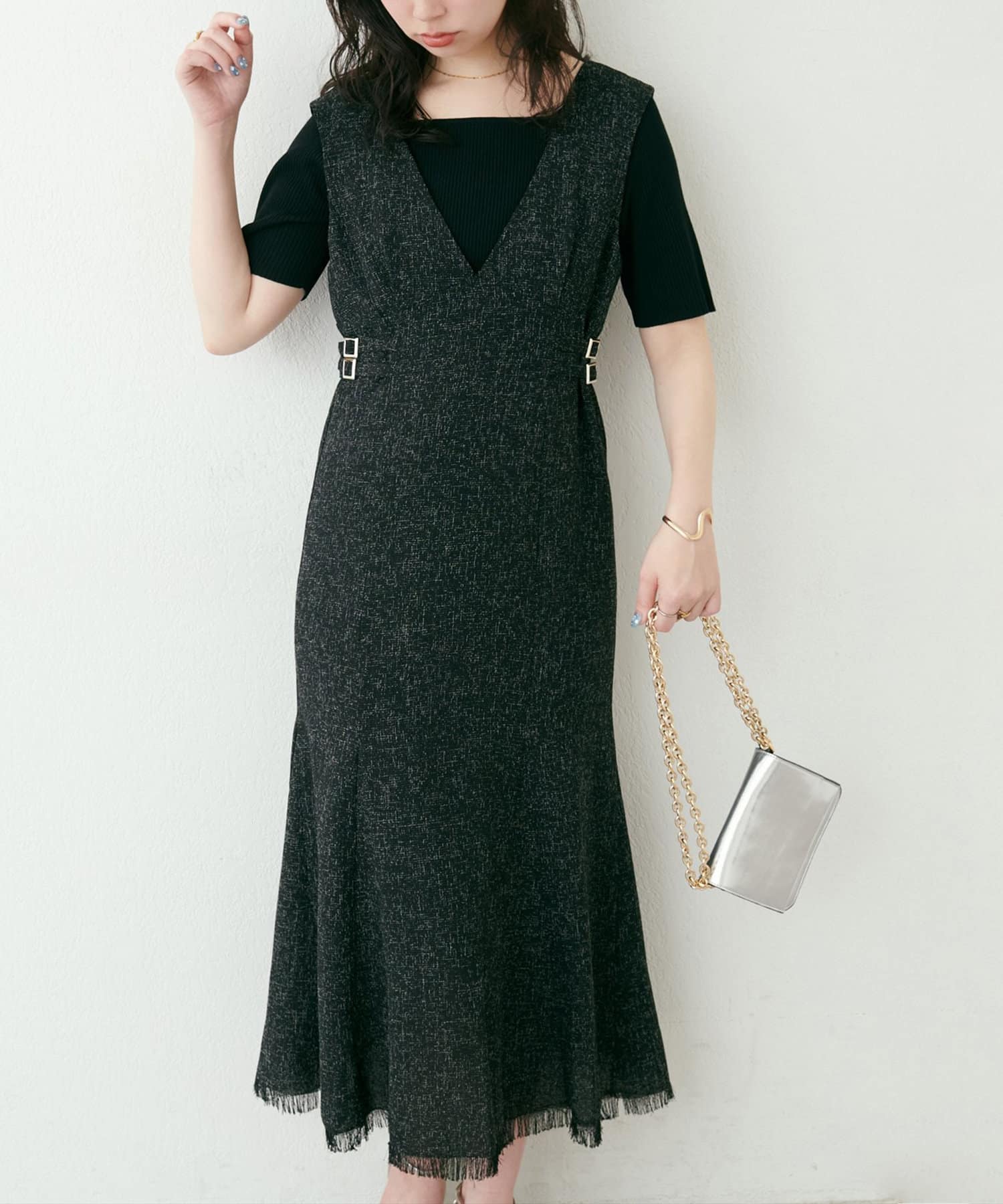 NICE CLAUP / OLIVE des OLIVE OUTLET(ナイスクラップ  / オリーブ デ オリーブ アウトレット) 【natural couture】サイドベルトデザインジャンスカ