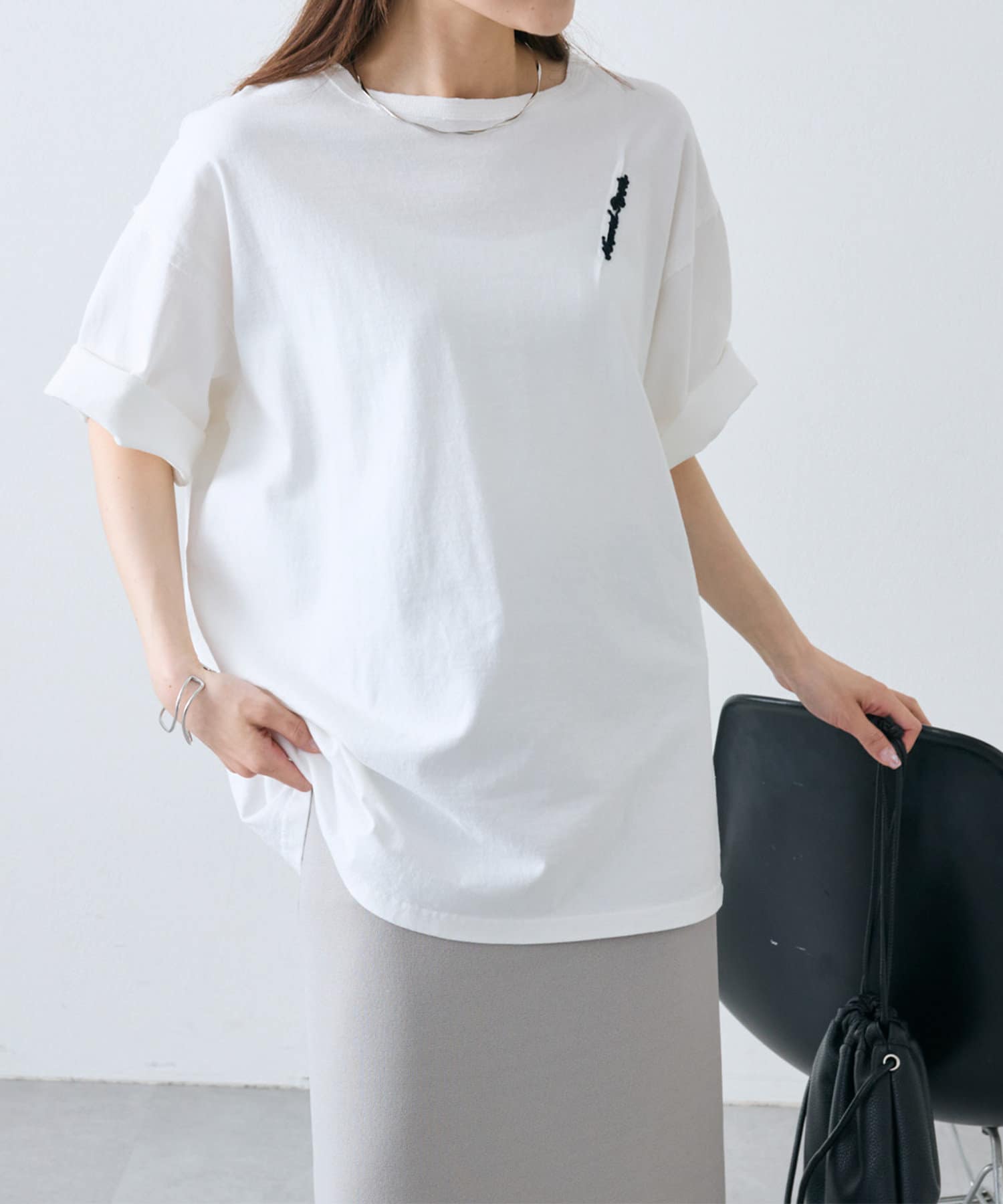 タックロゴ刺繍Tシャツ | PUAL CE CIN(ピュアルセシン