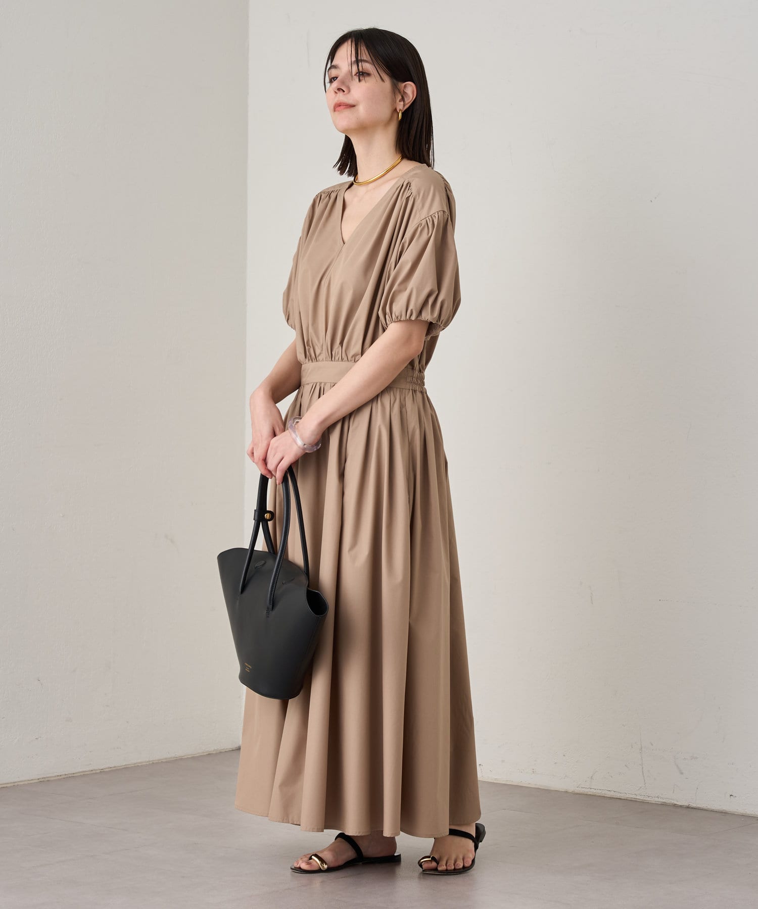 即納Loungedressラウンジドレス　リラックスカットワンピース　ブラウン 即納Loungedressラウンジドレス リラックスカットワンピース