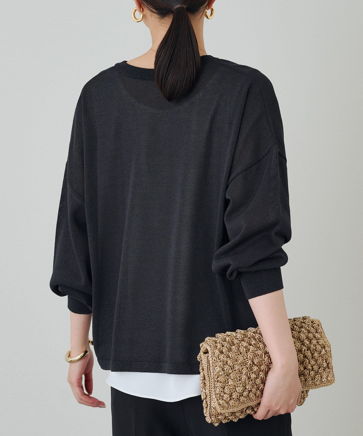 LOUNGEDRESS(ラウンジドレス) 和紙天竺スキッパーニット