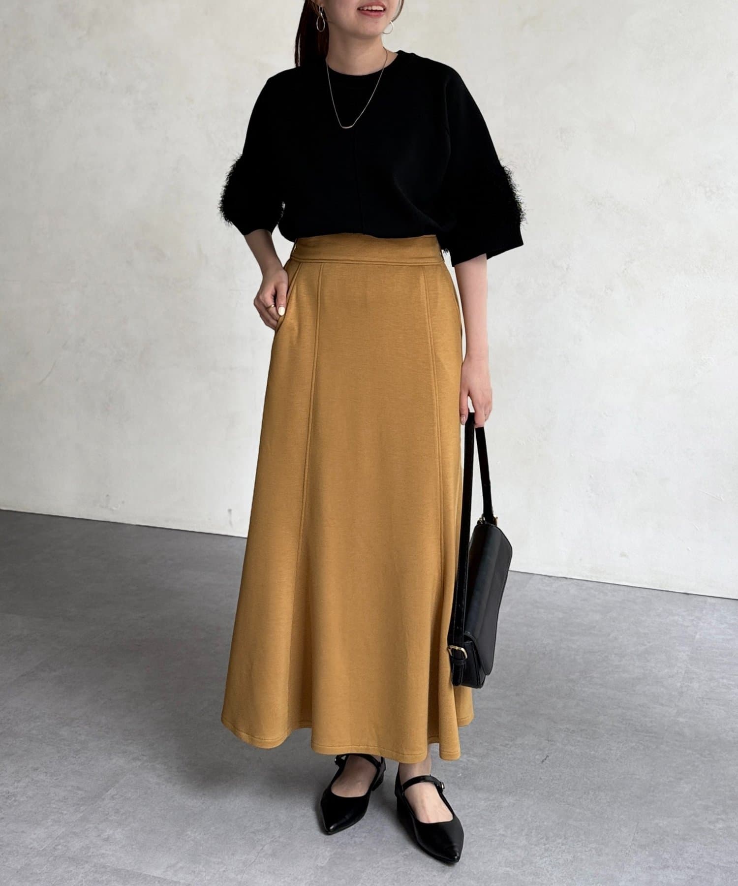 Chez toi(シェトワ) 袖シャギー軽量ニットプルオーバー