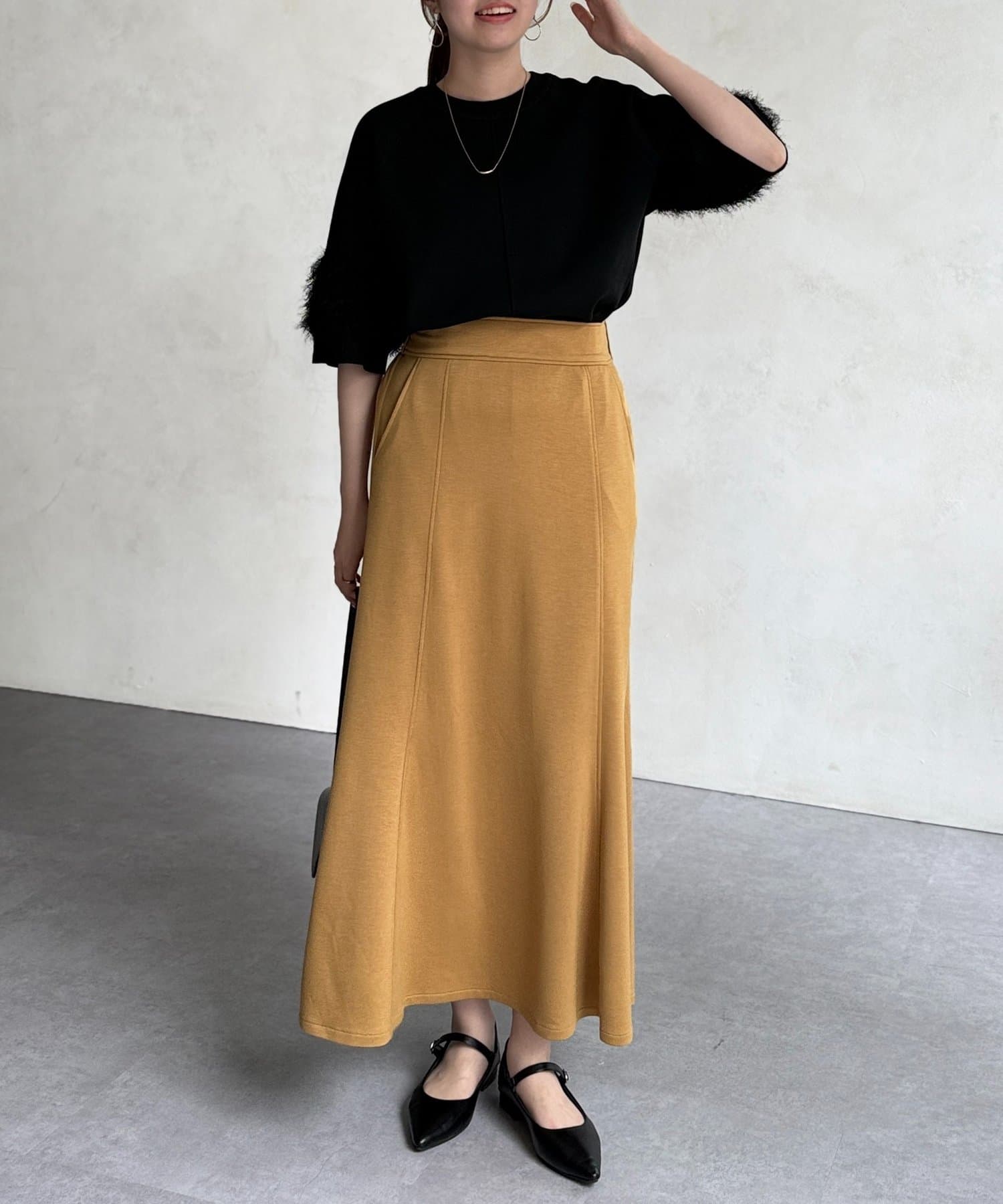 Chez toi(シェトワ) 袖シャギー軽量ニットプルオーバー