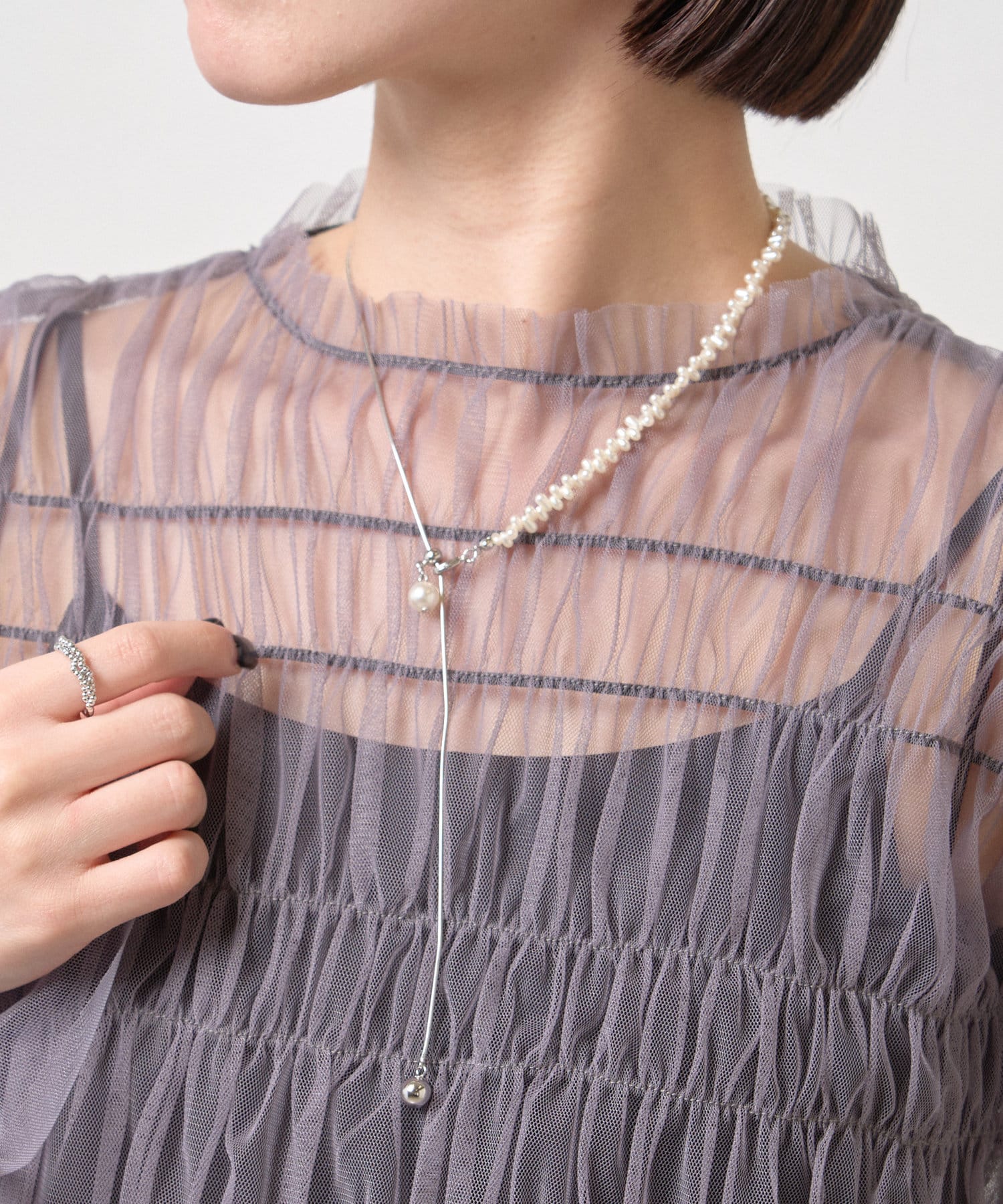 Jena　espace merveilleux(ジェナ　エスパスメルヴェイユ) パールミックススライドネックレス