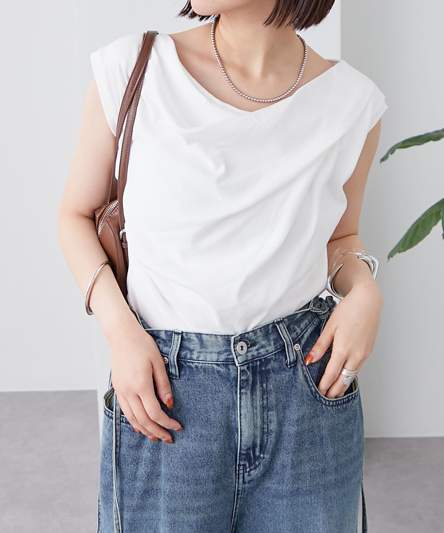 mystic(ミスティック) オフショルフレンチTシャツ