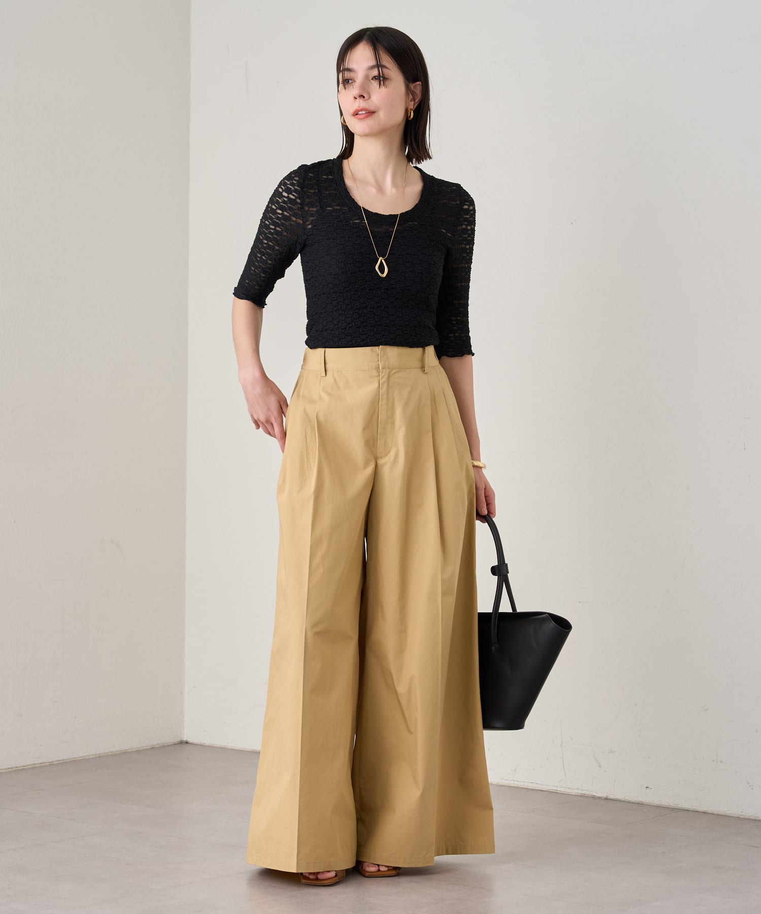 送料無料◆2024新品  ワイドフレアライトチノパンツ | LOUNGEDRESS(ラウンジドレス パンツ