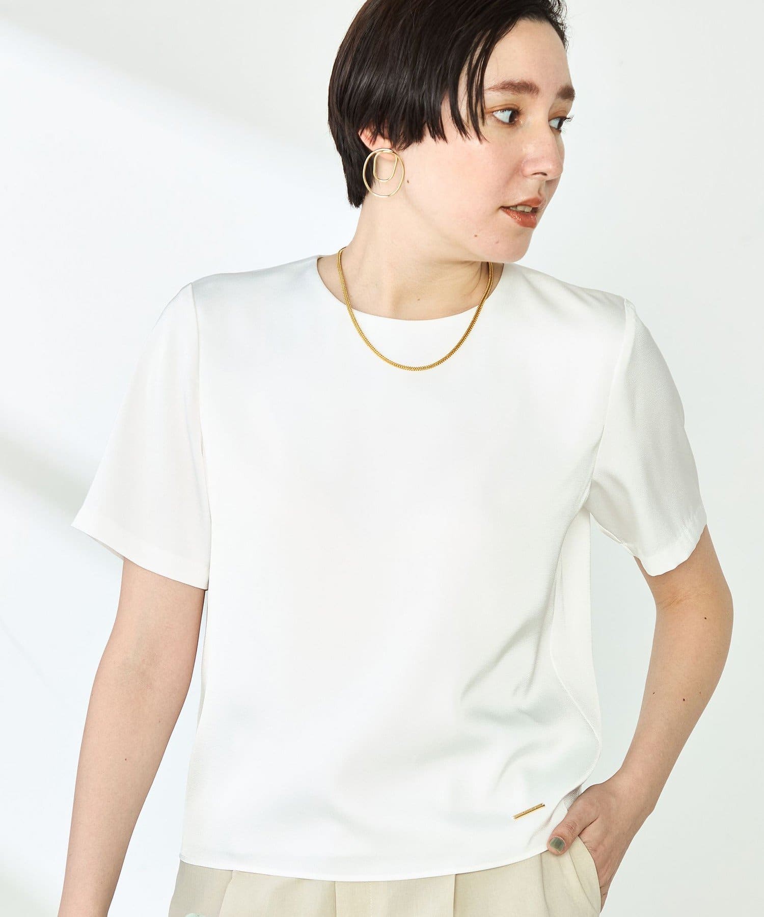 NOLLEY'S(ノーリーズ) オトナサテン半袖Tブラウス