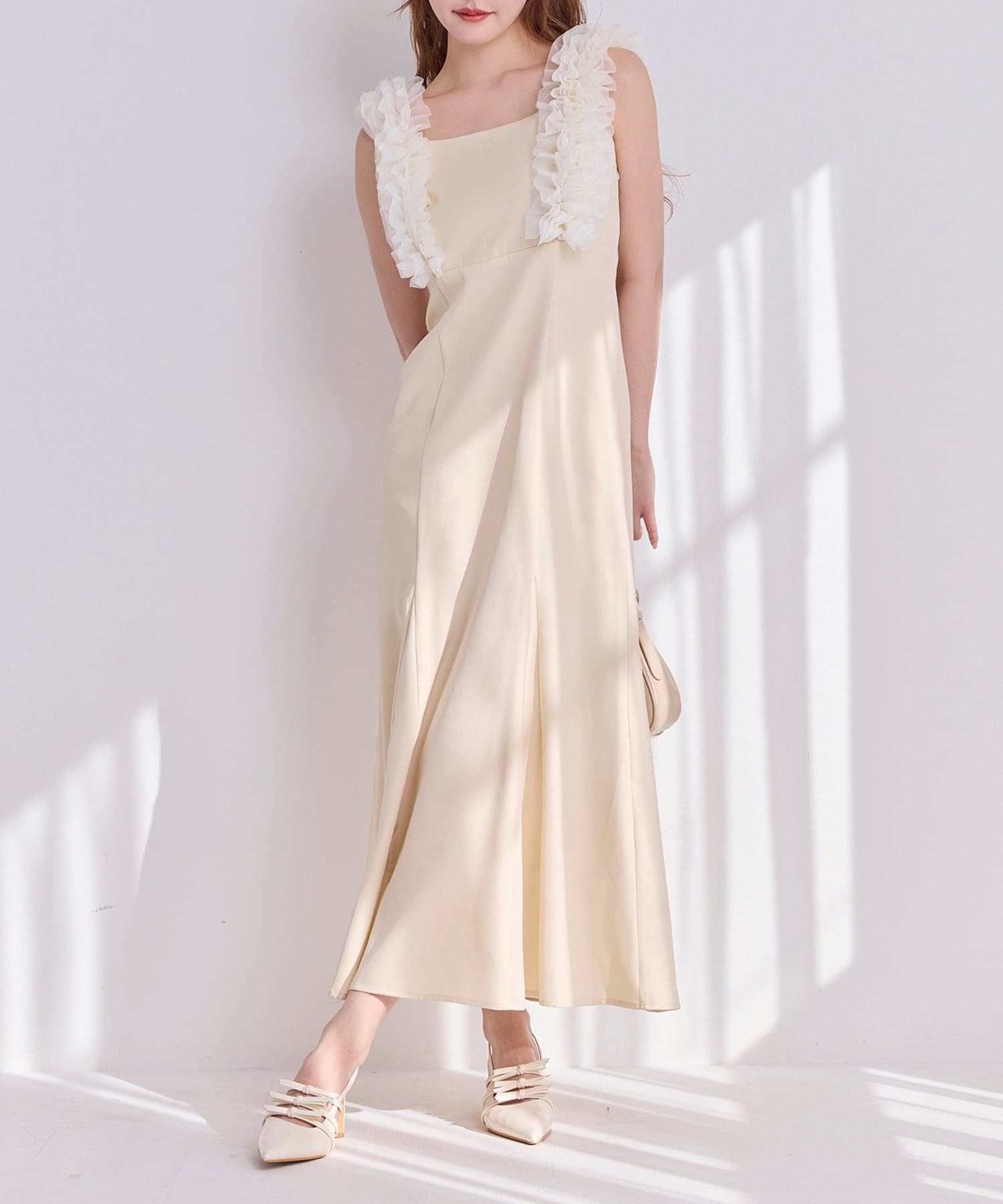 ウエスト：74.5～90.5ヒップ：102~NICECLAUP 2025 early Spring Collection~広がりが綺麗なAラインシルエットのキャミワンピースウエストはゴムになっていて、