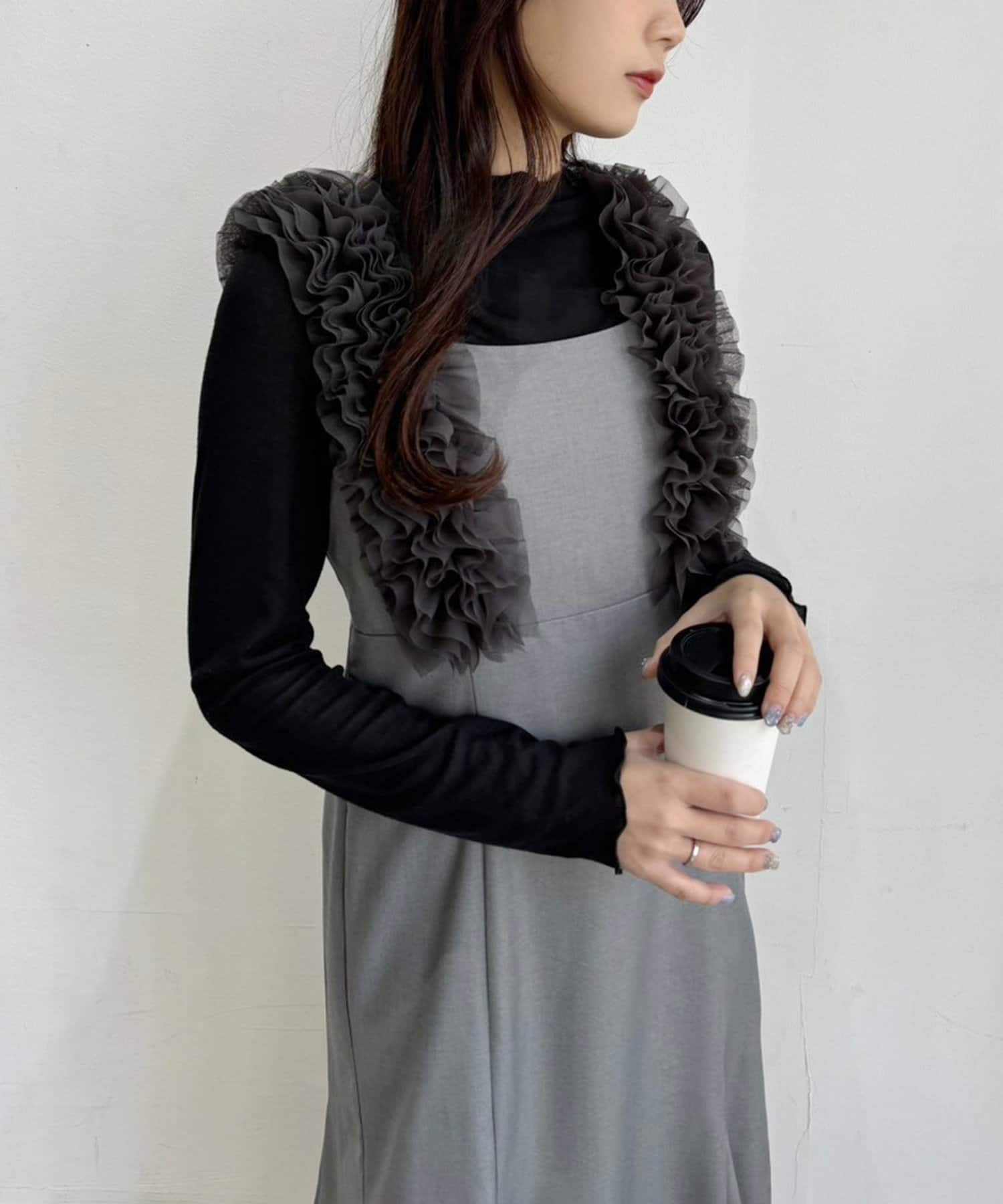 NICE CLAUP / OLIVE des OLIVE OUTLET(ナイスクラップ  / オリーブ デ オリーブ アウトレット) 【one after another】肩フリルワンピ