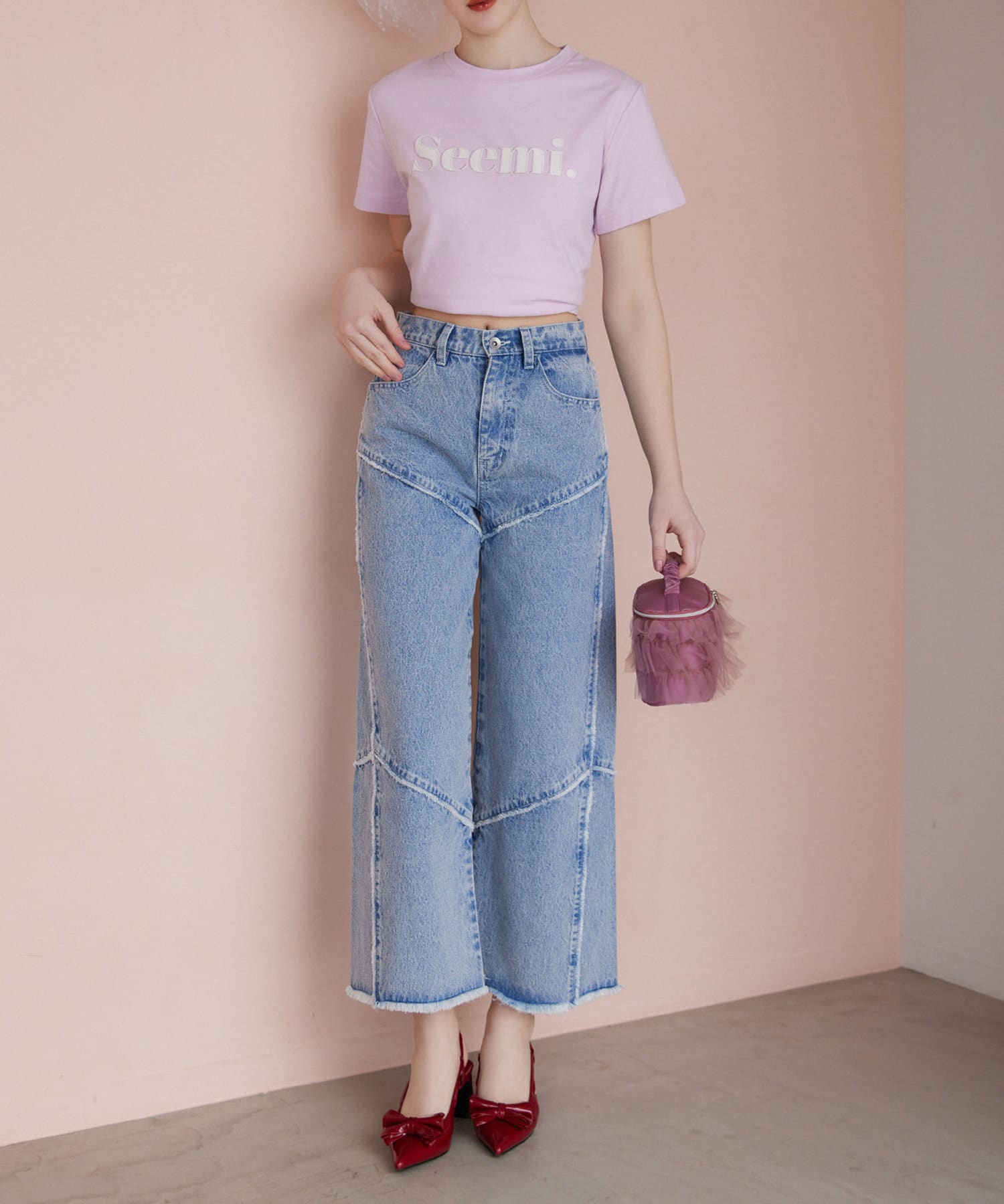 NICE CLAUP / OLIVE des OLIVE OUTLET(ナイスクラップ  / オリーブ デ オリーブ アウトレット) 【Seemi.】ワイドデニムパンツ