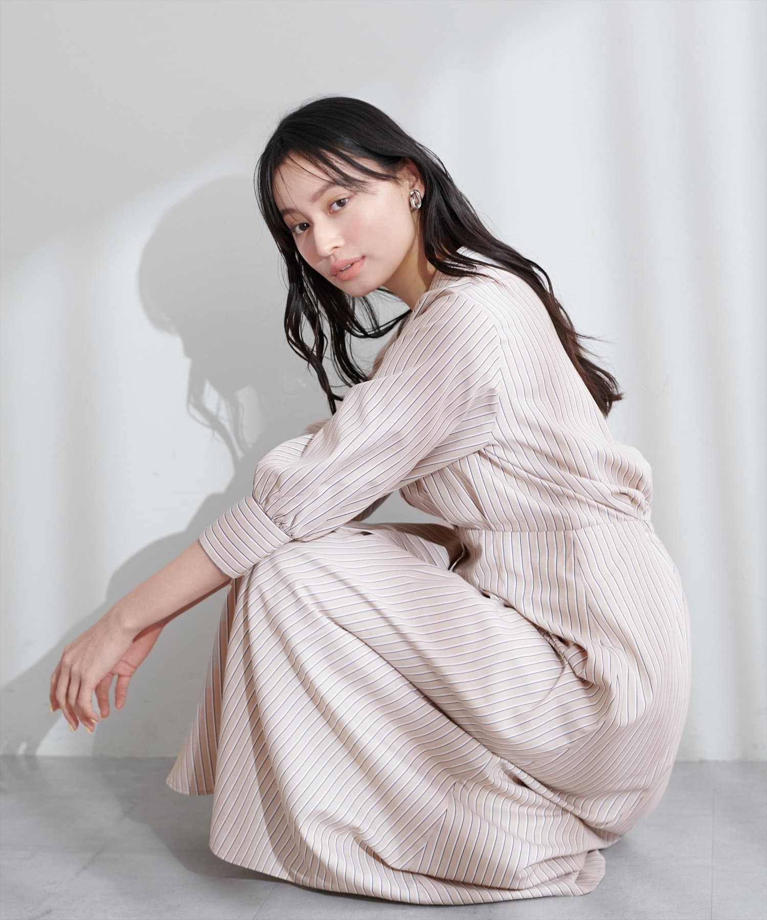 NICE CLAUP / OLIVE des OLIVE OUTLET(ナイスクラップ  / オリーブ デ オリーブ アウトレット) 【natural couture】タックシャツワンピース