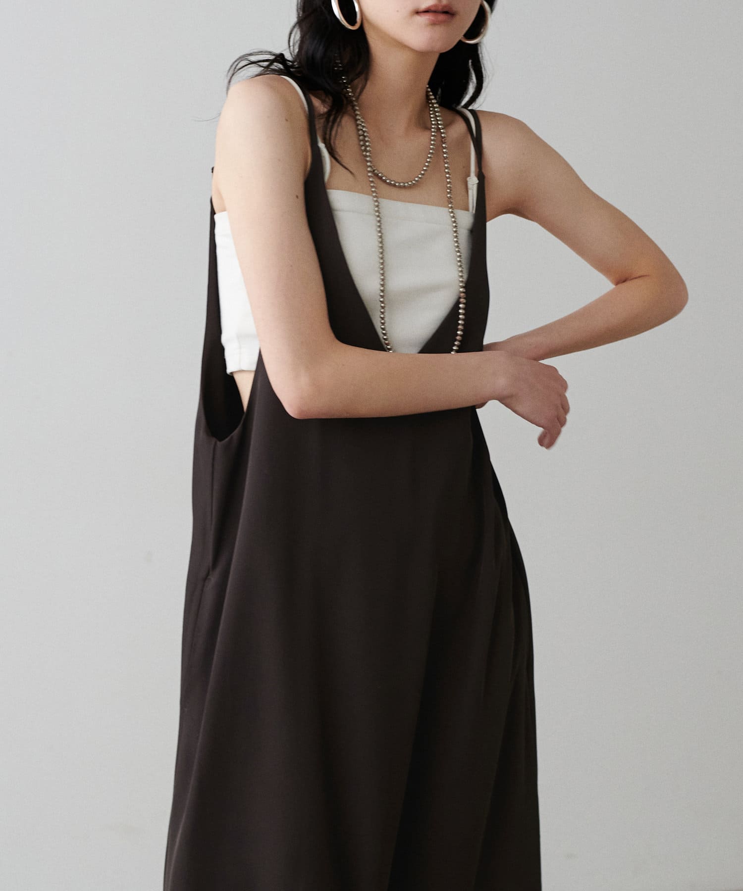 NICE CLAUP / OLIVE des OLIVE OUTLET(ナイスクラップ  / オリーブ デ オリーブ アウトレット) 【natural couture】ダブルストラップキャミワンピース