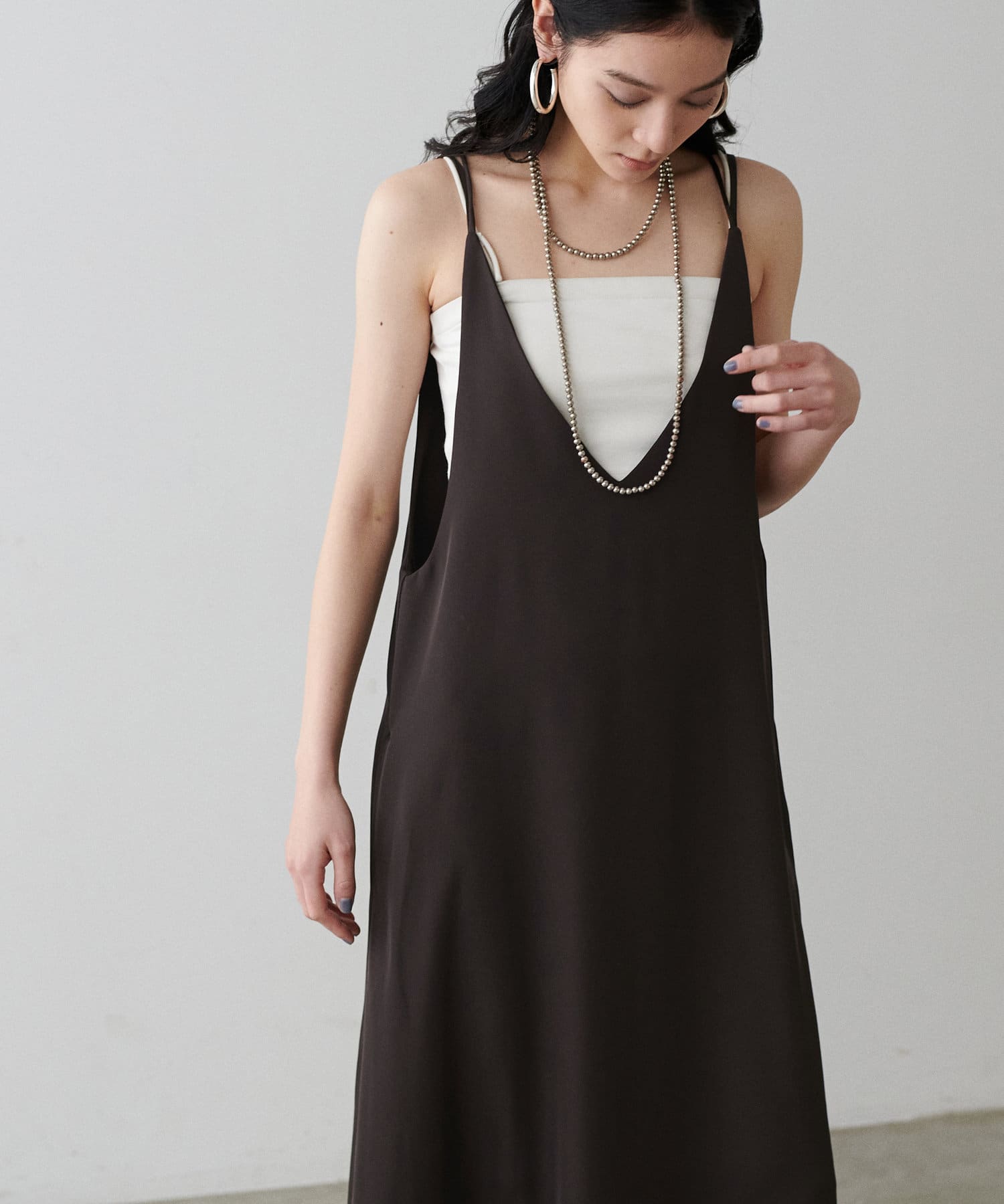 NICE CLAUP / OLIVE des OLIVE OUTLET(ナイスクラップ  / オリーブ デ オリーブ アウトレット) 【natural couture】ダブルストラップキャミワンピース