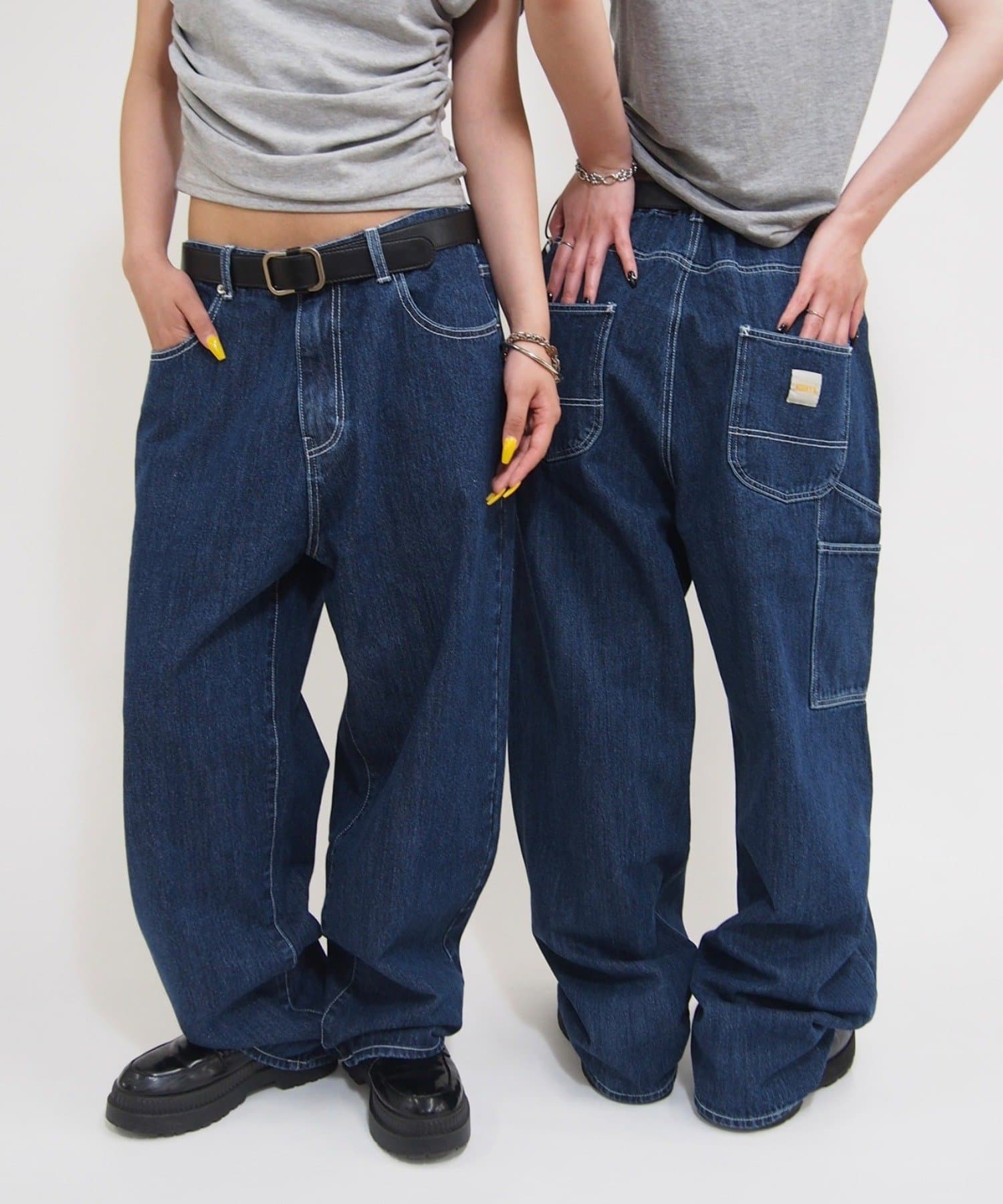 -KOOKY'N Pinter denim■デザイン・ウエストからわたりまでゆとりをもたせた　微テーパードシルエットのペインターデニム。・10.5 Ozのデニム生地を使用しているため　生地に