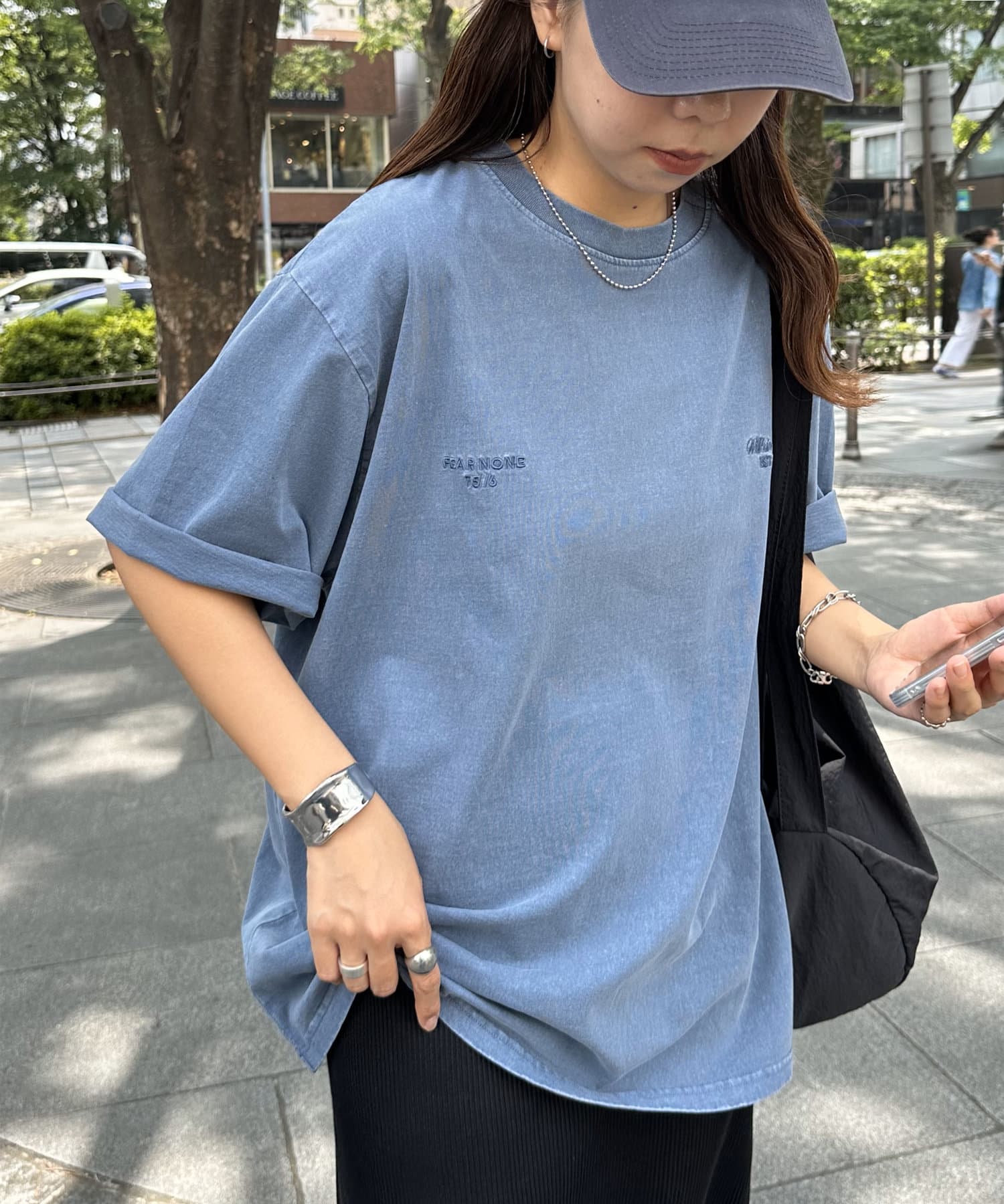 DISCOAT(ディスコート) 【ユニセックス】ピグメント刺繍ロゴTシャツ