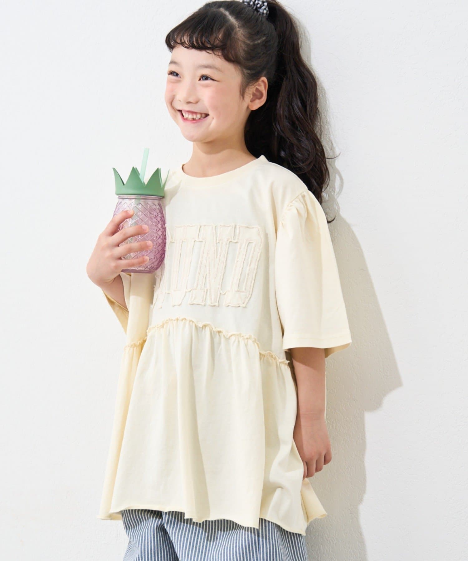 CIAOPANIC TYPY(チャオパニックティピー) 【KIDS】ピグメントパフスリーブチュニック風ミニワンピ