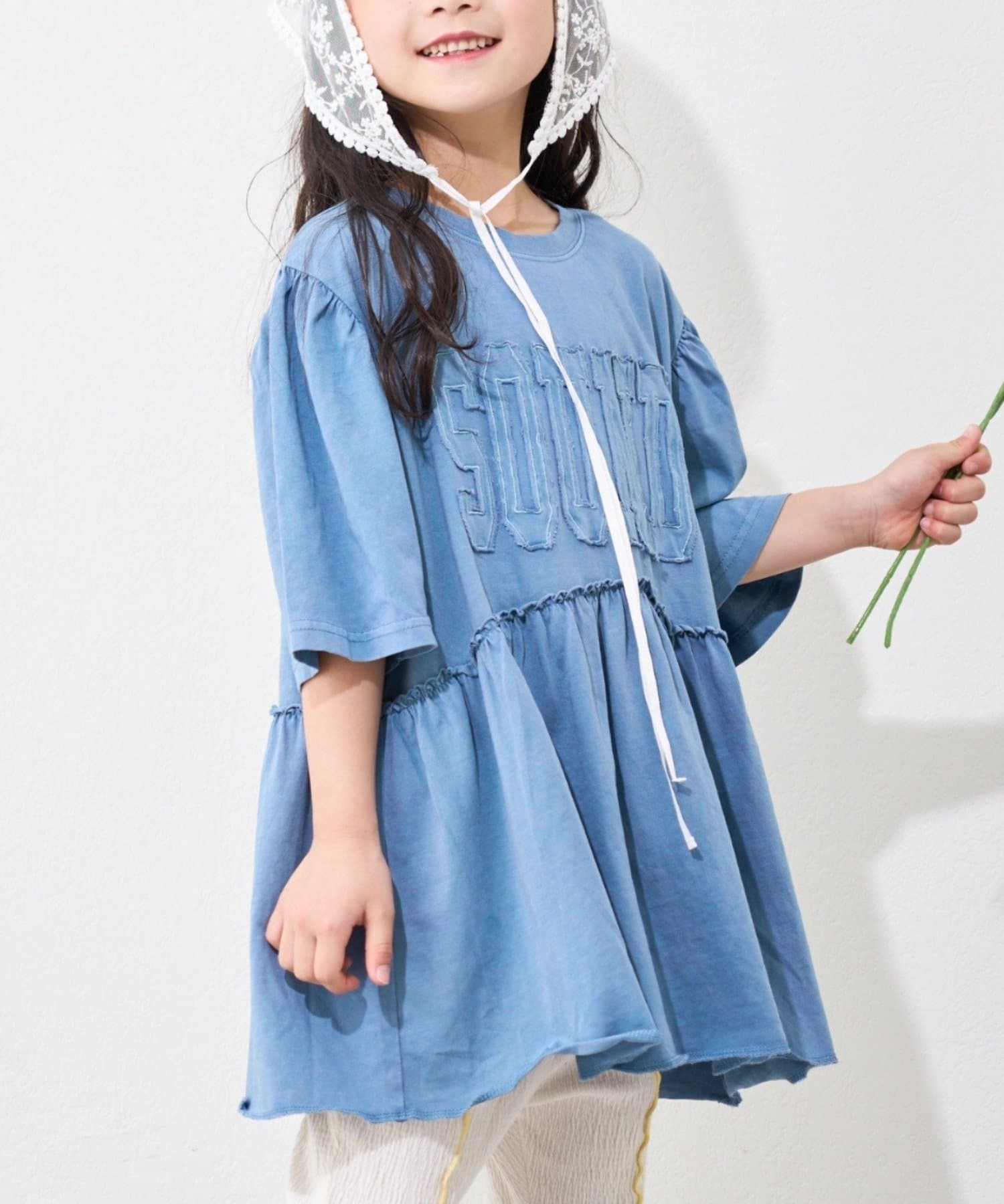 CIAOPANIC TYPY(チャオパニックティピー) 【KIDS】ピグメントパフスリーブチュニック風ミニワンピ