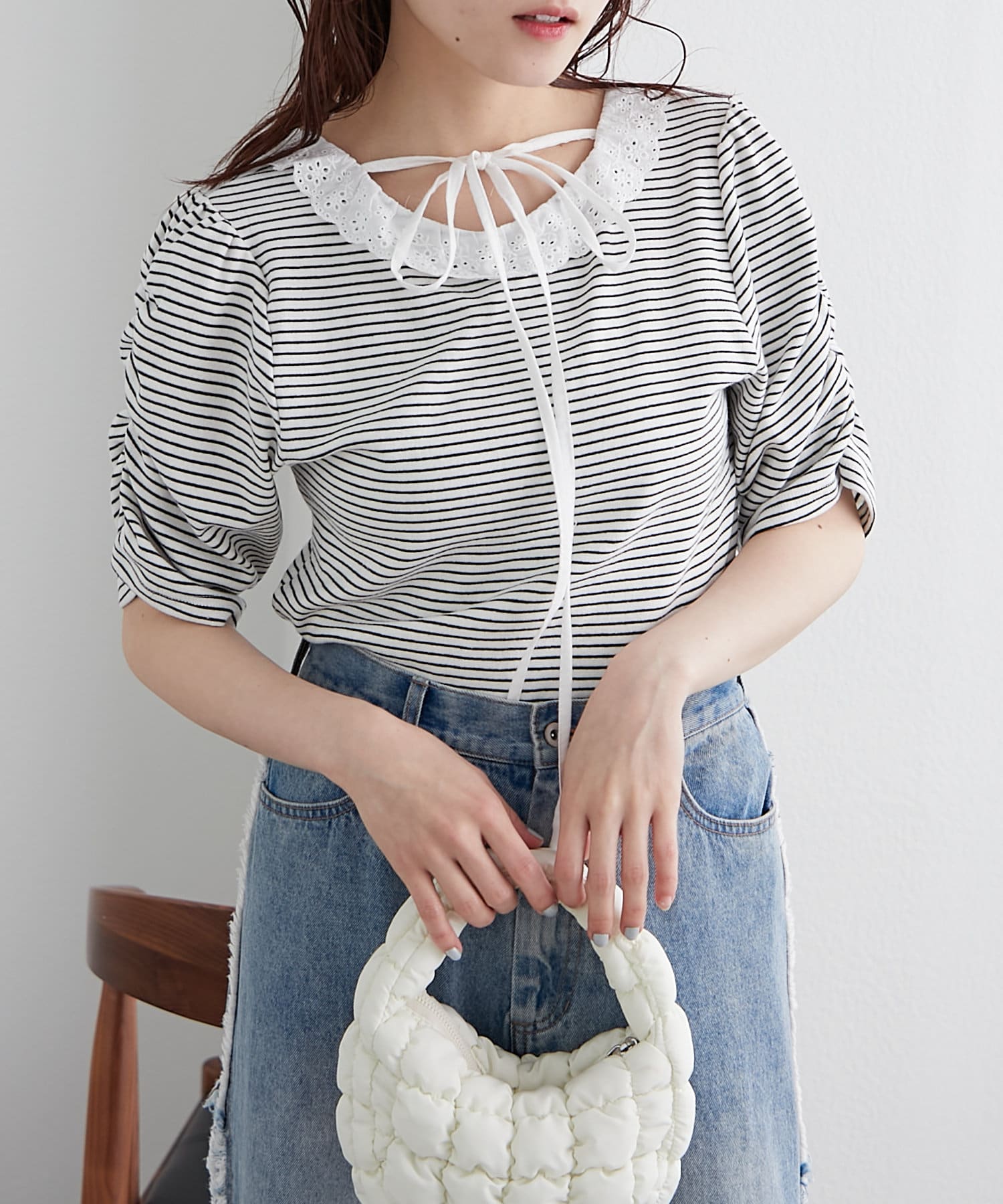 レース衿ボーダーTEE | w closet(ダブルクローゼット)レディース | PAL