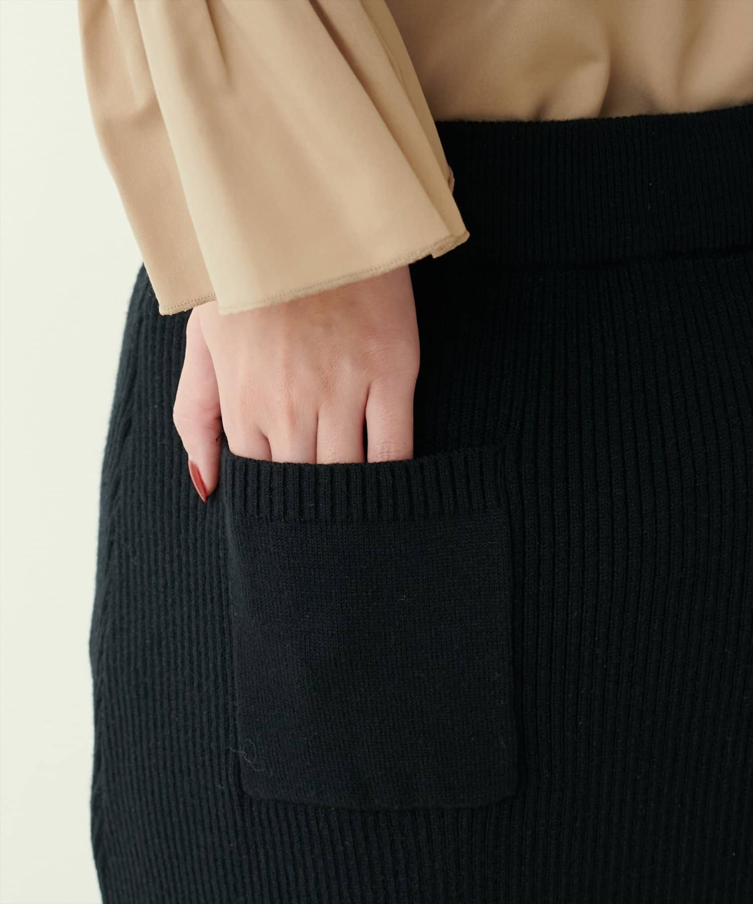 NICE CLAUP / OLIVE des OLIVE OUTLET(ナイスクラップ  / オリーブ デ オリーブ アウトレット) 【natural couture】バックポケットリブタイトスカート