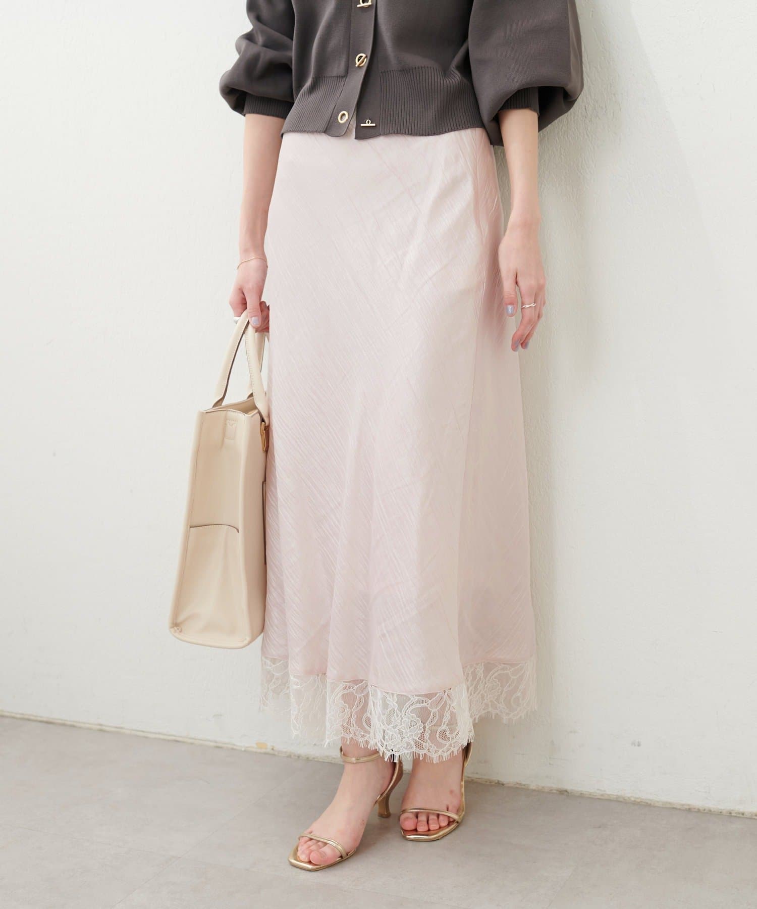 NICE CLAUP / OLIVE des OLIVE OUTLET(ナイスクラップ  / オリーブ デ オリーブ アウトレット) 【natural couture】レース付きバイヤススカート