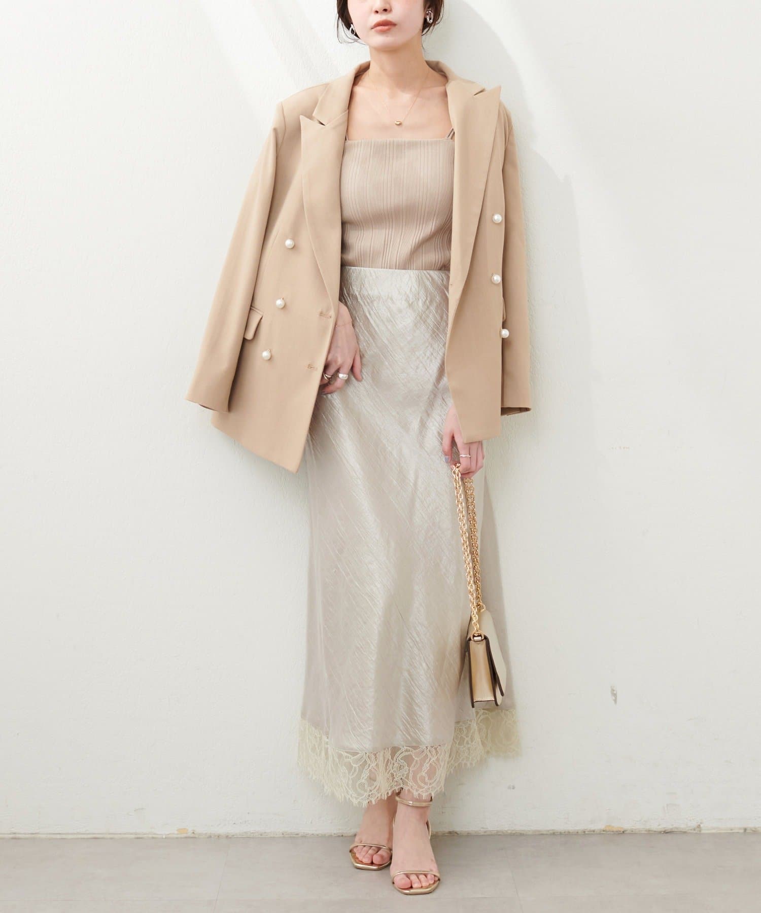 NICE CLAUP / OLIVE des OLIVE OUTLET(ナイスクラップ  / オリーブ デ オリーブ アウトレット) 【natural couture】レース付きバイヤススカート