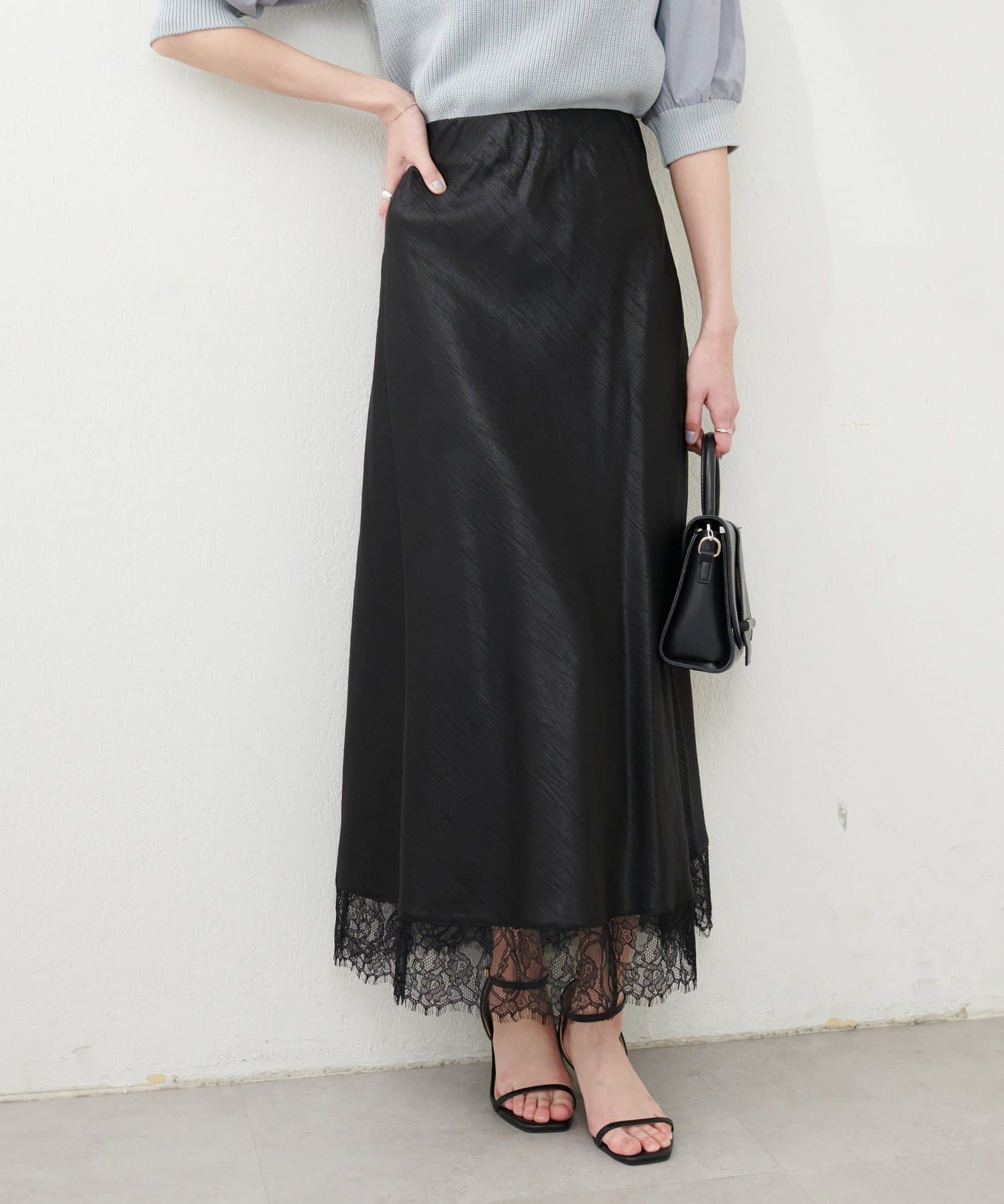 NICE CLAUP / OLIVE des OLIVE OUTLET(ナイスクラップ  / オリーブ デ オリーブ アウトレット) 【natural couture】レース付きバイヤススカート