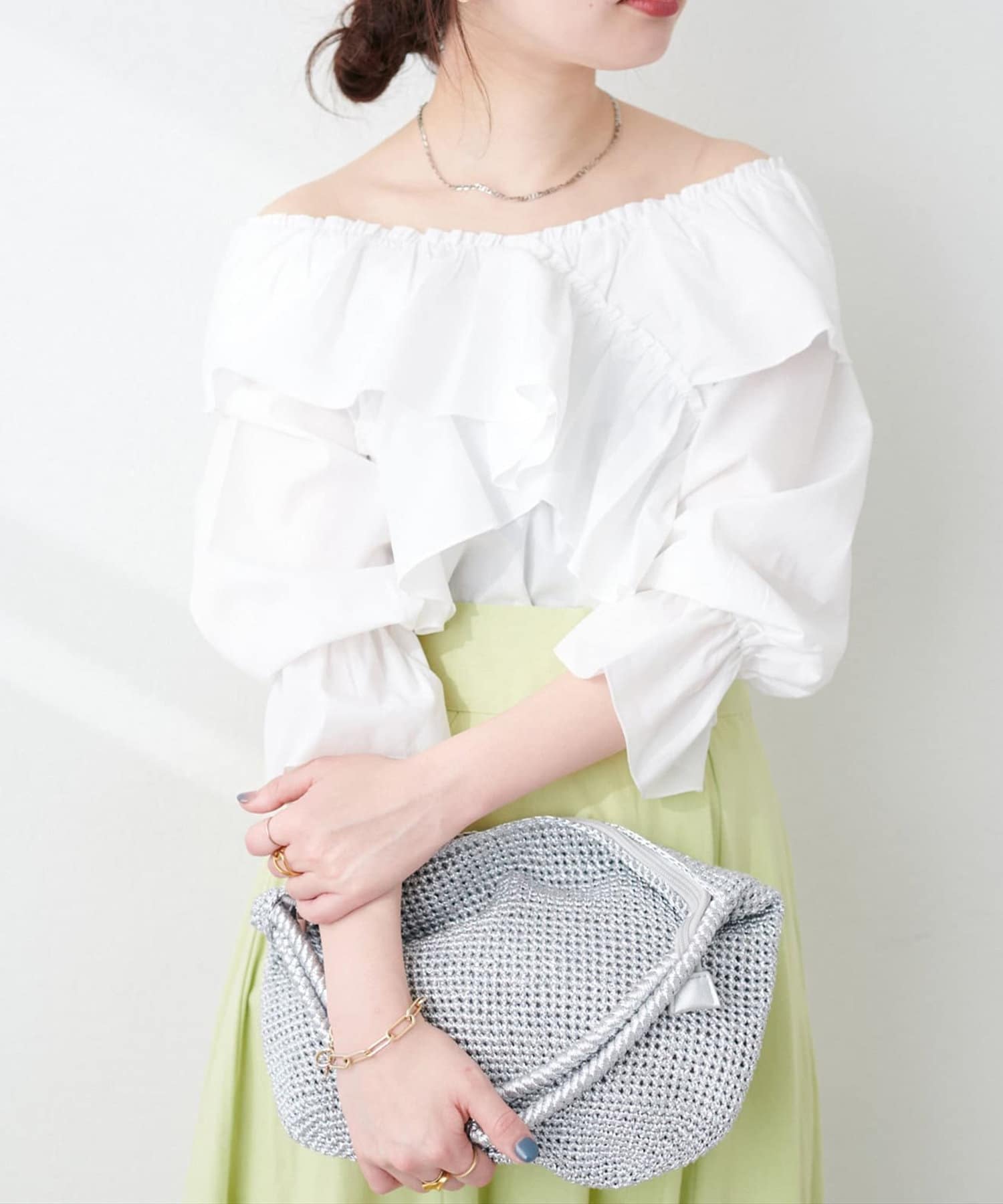 NICE CLAUP / OLIVE des OLIVE OUTLET(ナイスクラップ  / オリーブ デ オリーブ アウトレット) 【natural couture】クロスフリルデザインブラウス