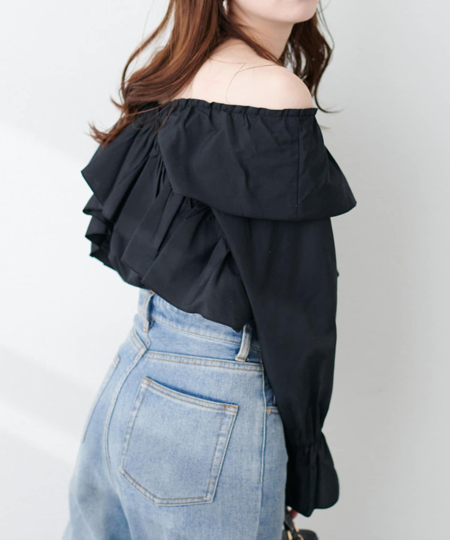 NICE CLAUP / OLIVE des OLIVE OUTLET(ナイスクラップ  / オリーブ デ オリーブ アウトレット) 【natural couture】クロスフリルデザインブラウス