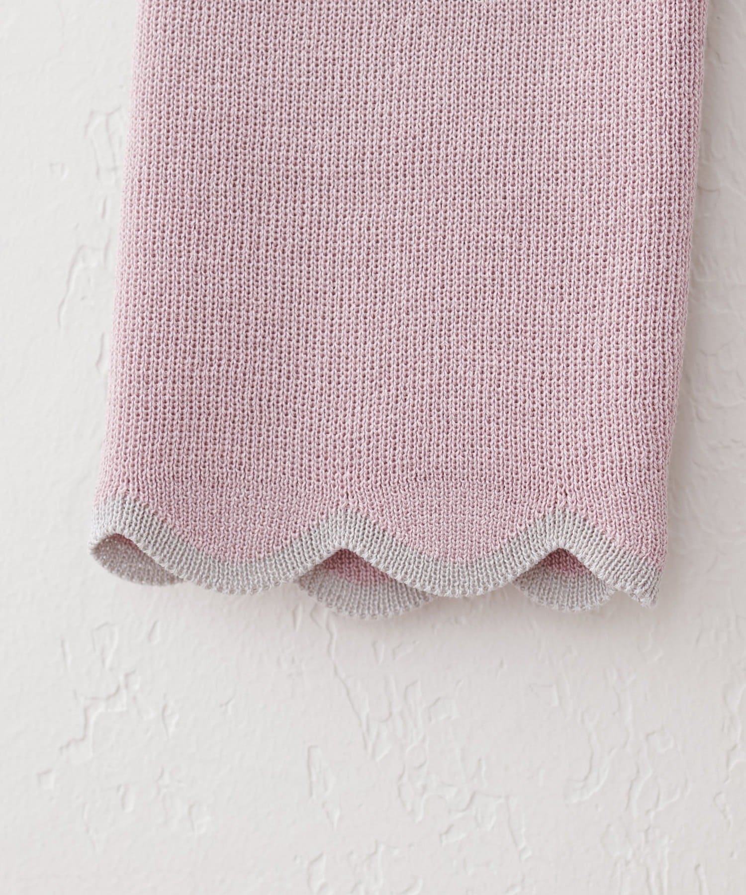 NICE CLAUP / OLIVE des OLIVE OUTLET(ナイスクラップ  / オリーブ デ オリーブ アウトレット) 【natural couture】配色スカラップ強撚ニット（7二袖）