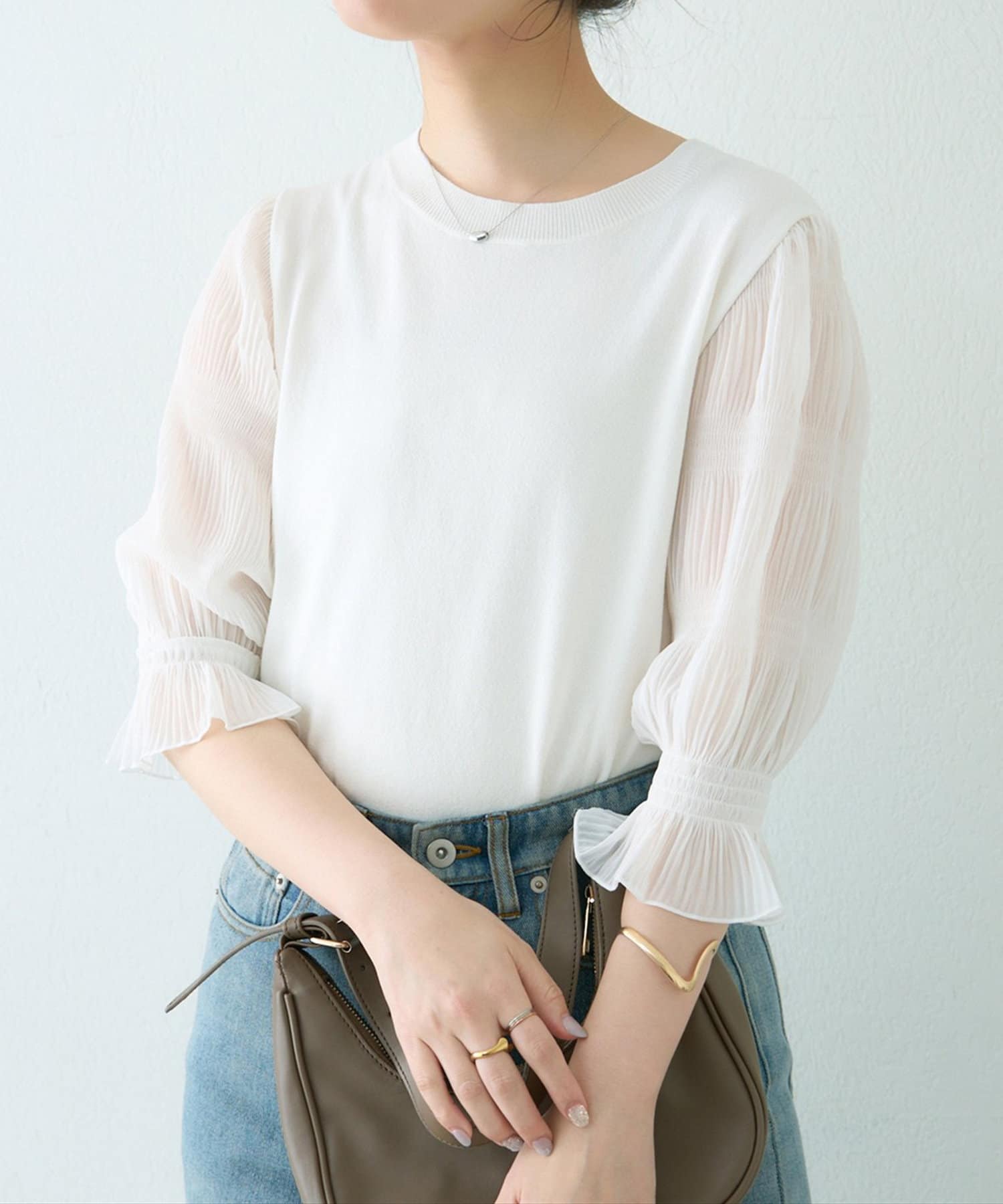 NICE CLAUP / OLIVE des OLIVE OUTLET(ナイスクラップ  / オリーブ デ オリーブ アウトレット) 【natural couture】マジョリカスリーブニットプルオーバー