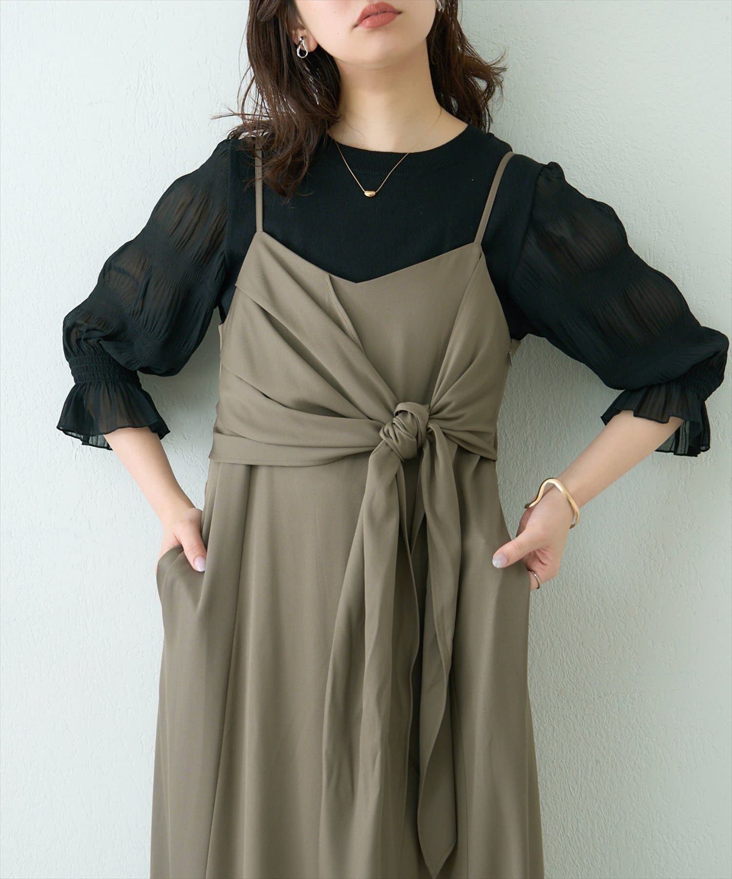 NICE CLAUP / OLIVE des OLIVE OUTLET(ナイスクラップ  / オリーブ デ オリーブ アウトレット) 【natural couture】マジョリカスリーブニットプルオーバー