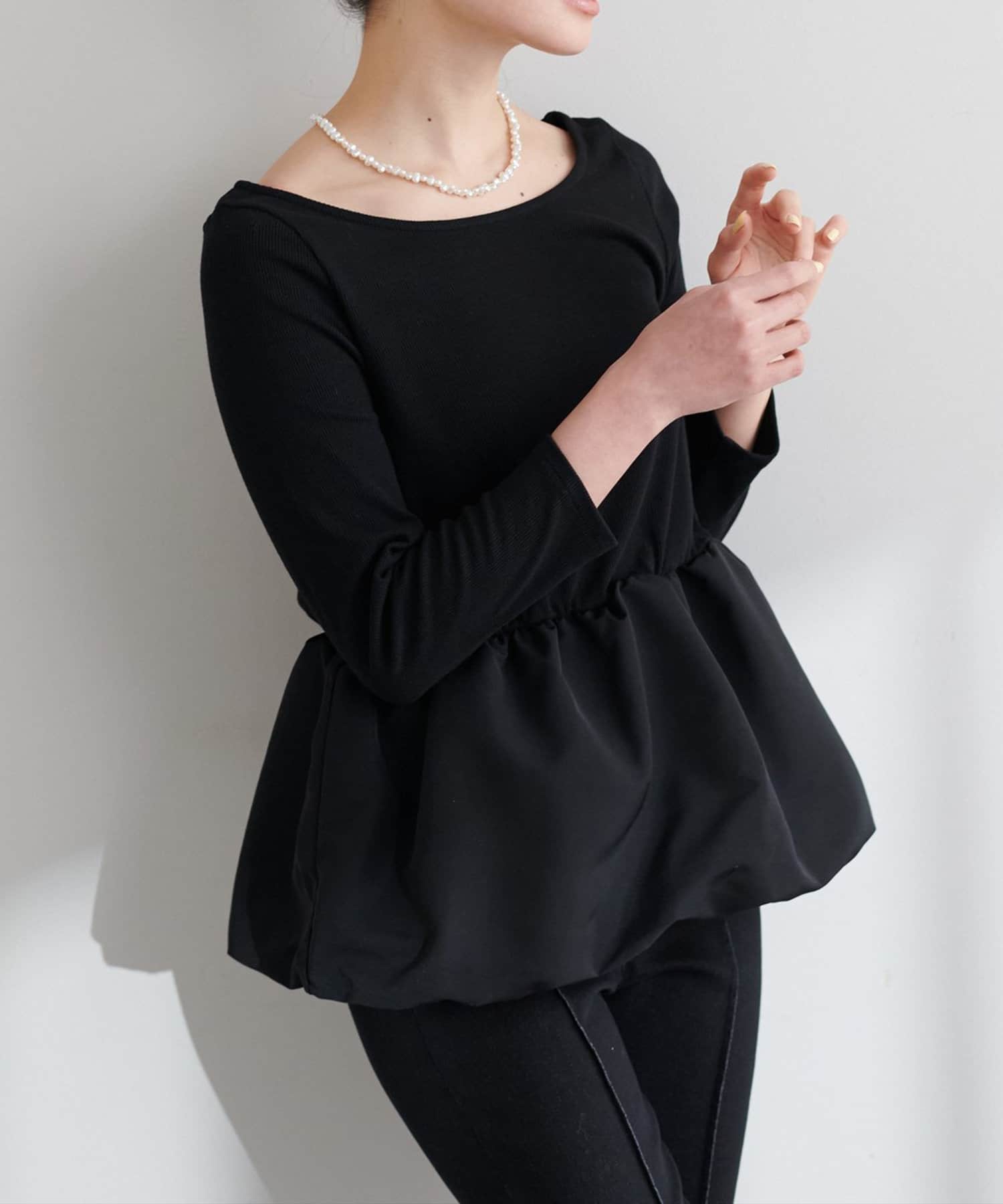 NICE CLAUP / OLIVE des OLIVE OUTLET(ナイスクラップ  / オリーブ デ オリーブ アウトレット) 【natural couture】＜otonanachu＞バルーンヘム×リブトップス