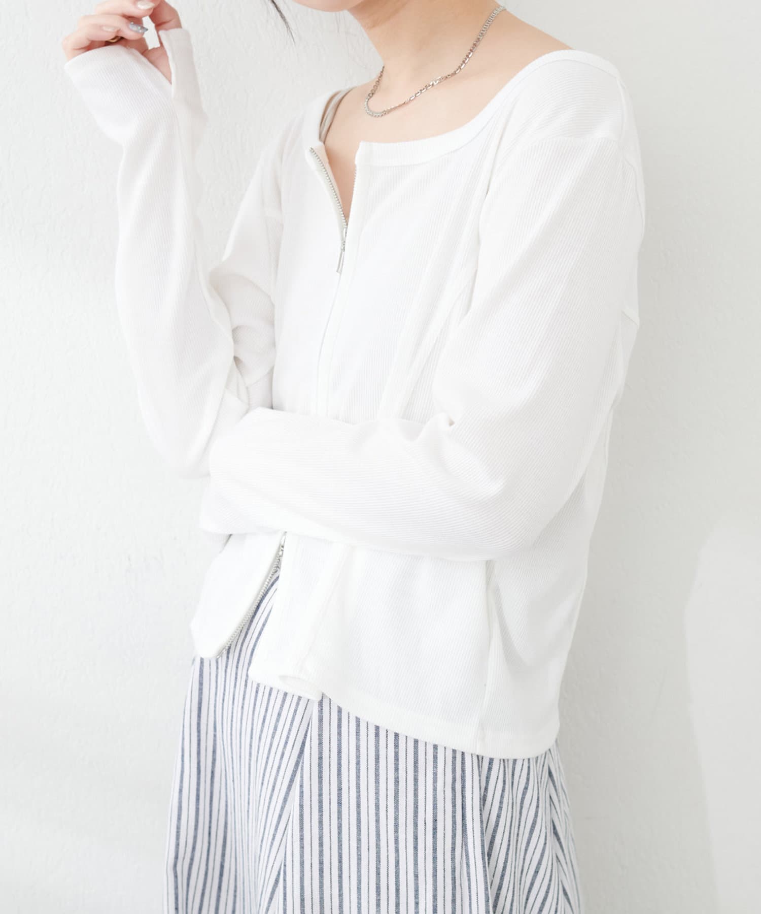 NICE CLAUP / OLIVE des OLIVE OUTLET(ナイスクラップ  / オリーブ デ オリーブ アウトレット) 【natural couture】ファスナーあきカットカーディガン
