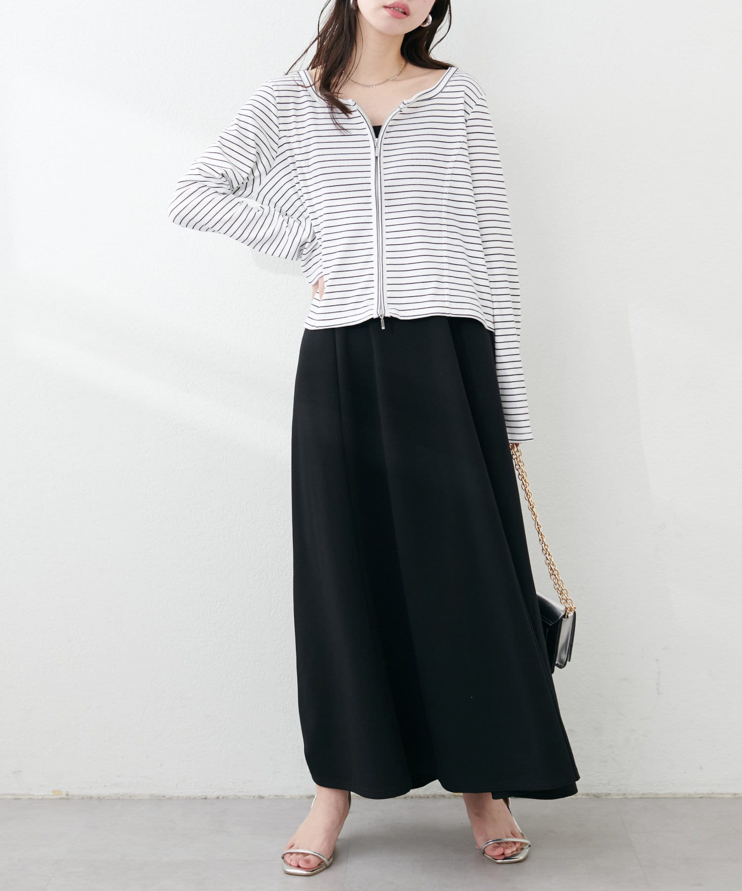 NICE CLAUP / OLIVE des OLIVE OUTLET(ナイスクラップ  / オリーブ デ オリーブ アウトレット) 【natural couture】ファスナーあきカットカーディガン