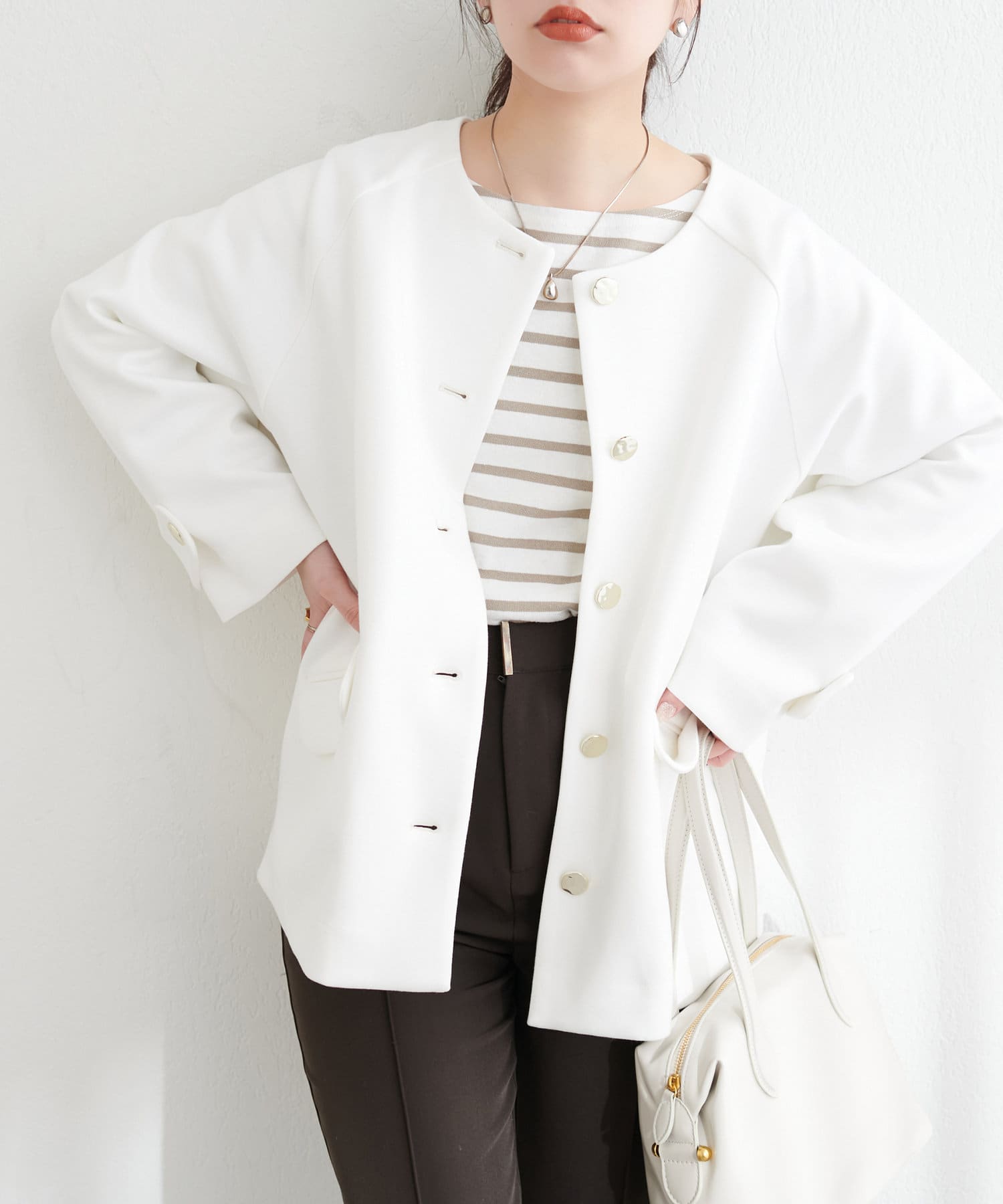 natural couture】ダンボールニット金釦ミドルジャケット | NICE CLAUP